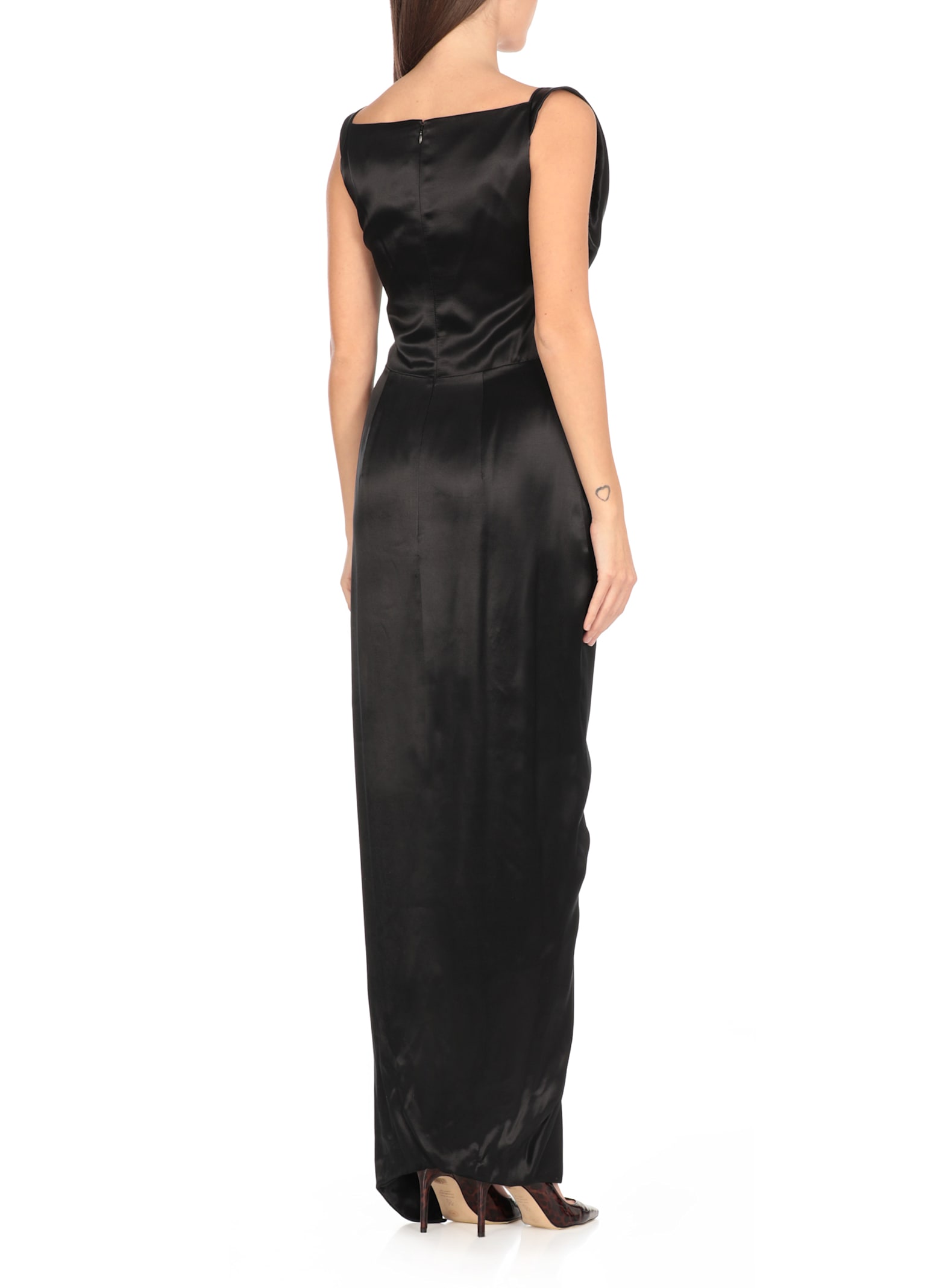 Vivienne Westwood Panther Gathered Asymmetric Maxi Dress In Black