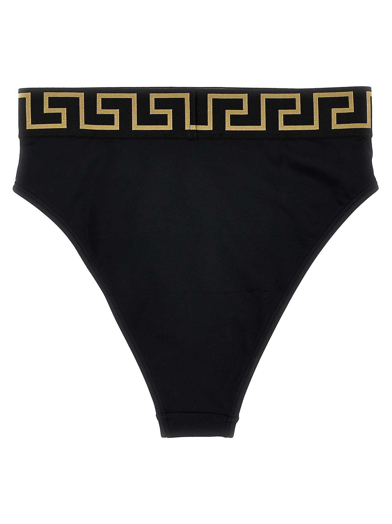 Shop Versace Greca Bikini Bottoms In Nero