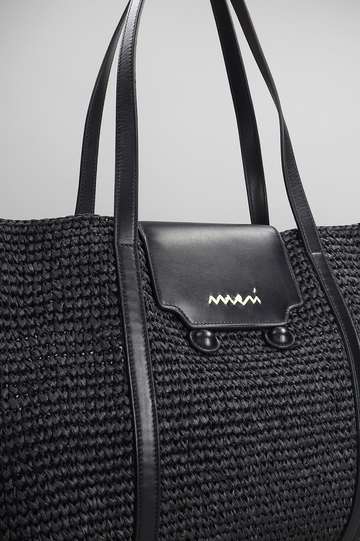 Marni Medium Black Raffia-effect Trunkaroo Beach Bag In Black
