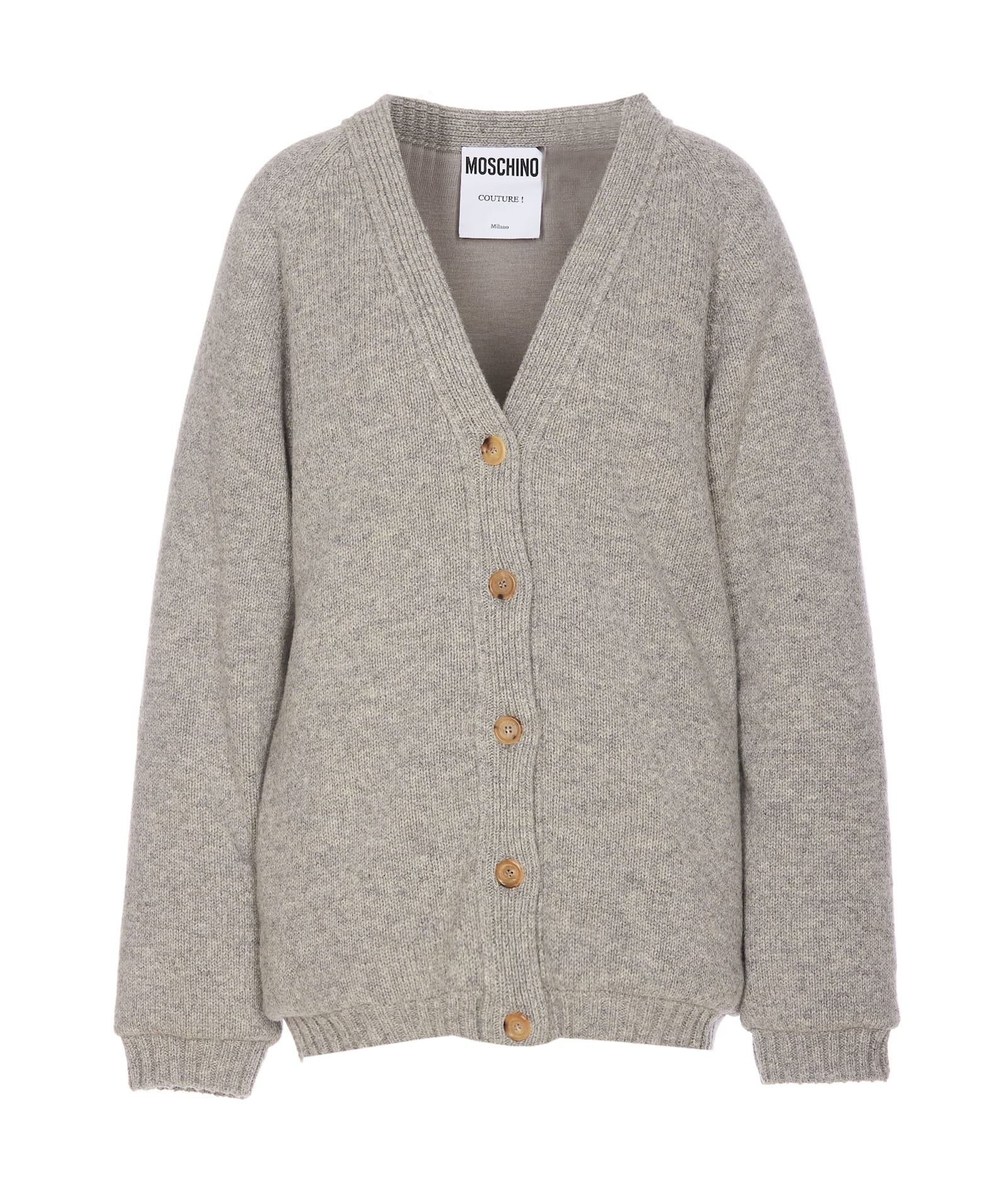 Shop Moschino Shetland Cardigan In Grey