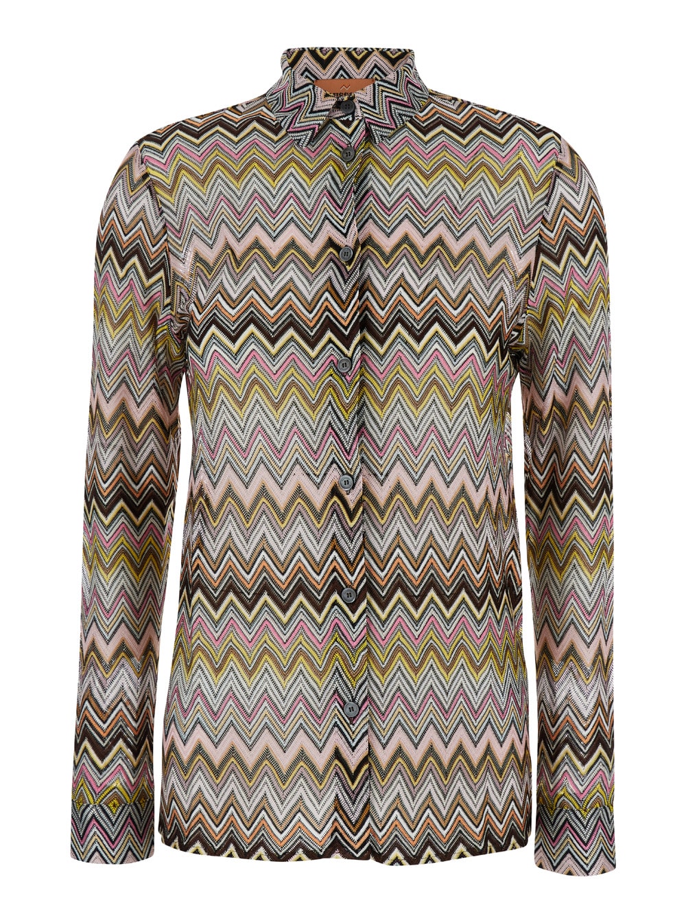 Shop Missoni Multicolor Shirt With Classic Collar And All-over Zig Zag Motiv In Viscose Woman