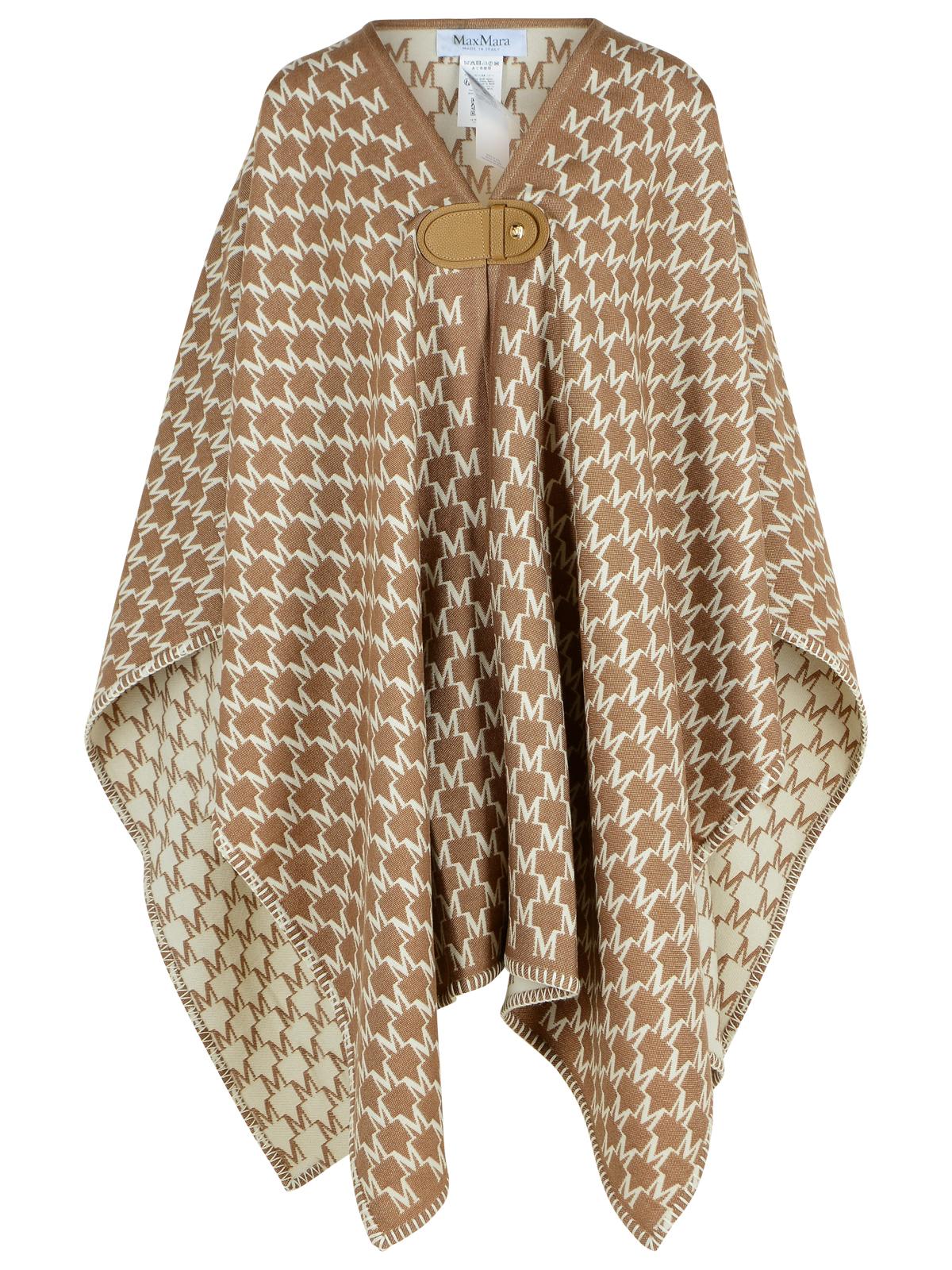 Max Mara Editti Hood In Virgin Wool And Brown Cotton In Brown