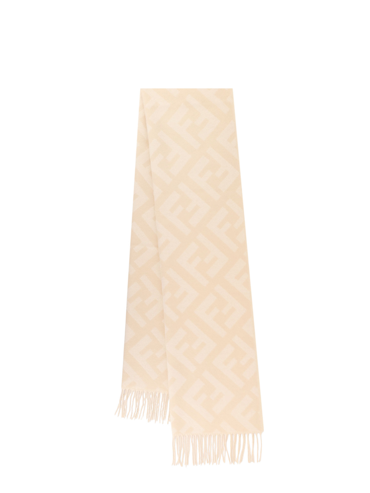 Fendi Women Cashmere Scarf With Ff Motif In Neutral