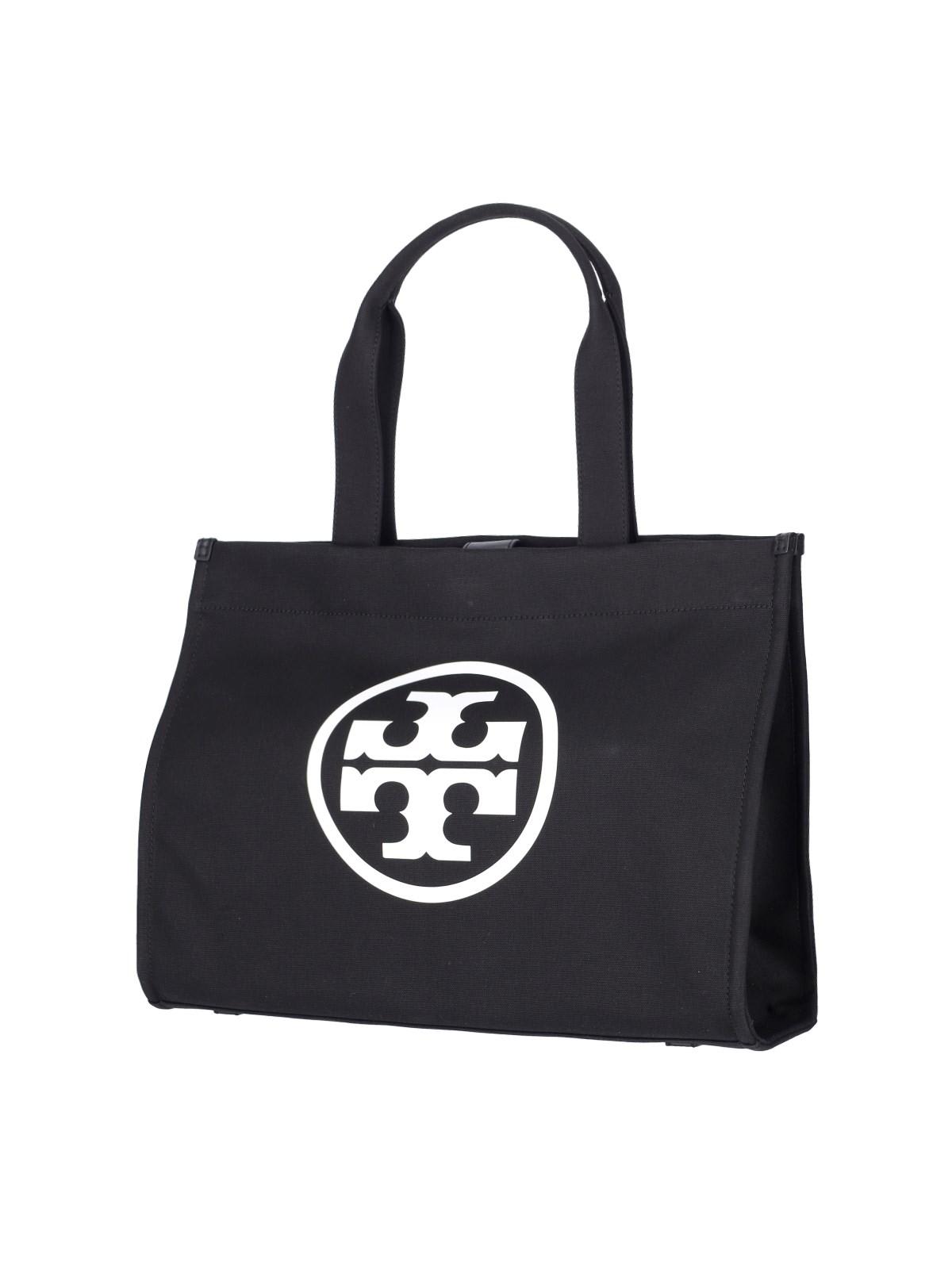 Tory Burch Ella Canvas Tote Bag In Nero | ModeSens