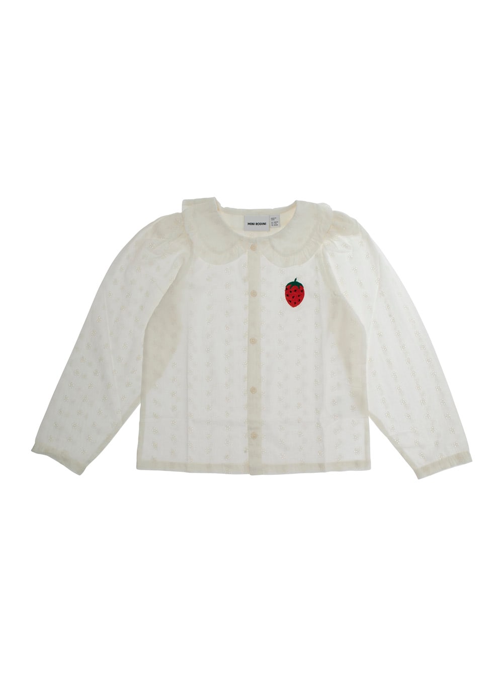 Mini Rodini Strawberry-embroidered Blouse In White