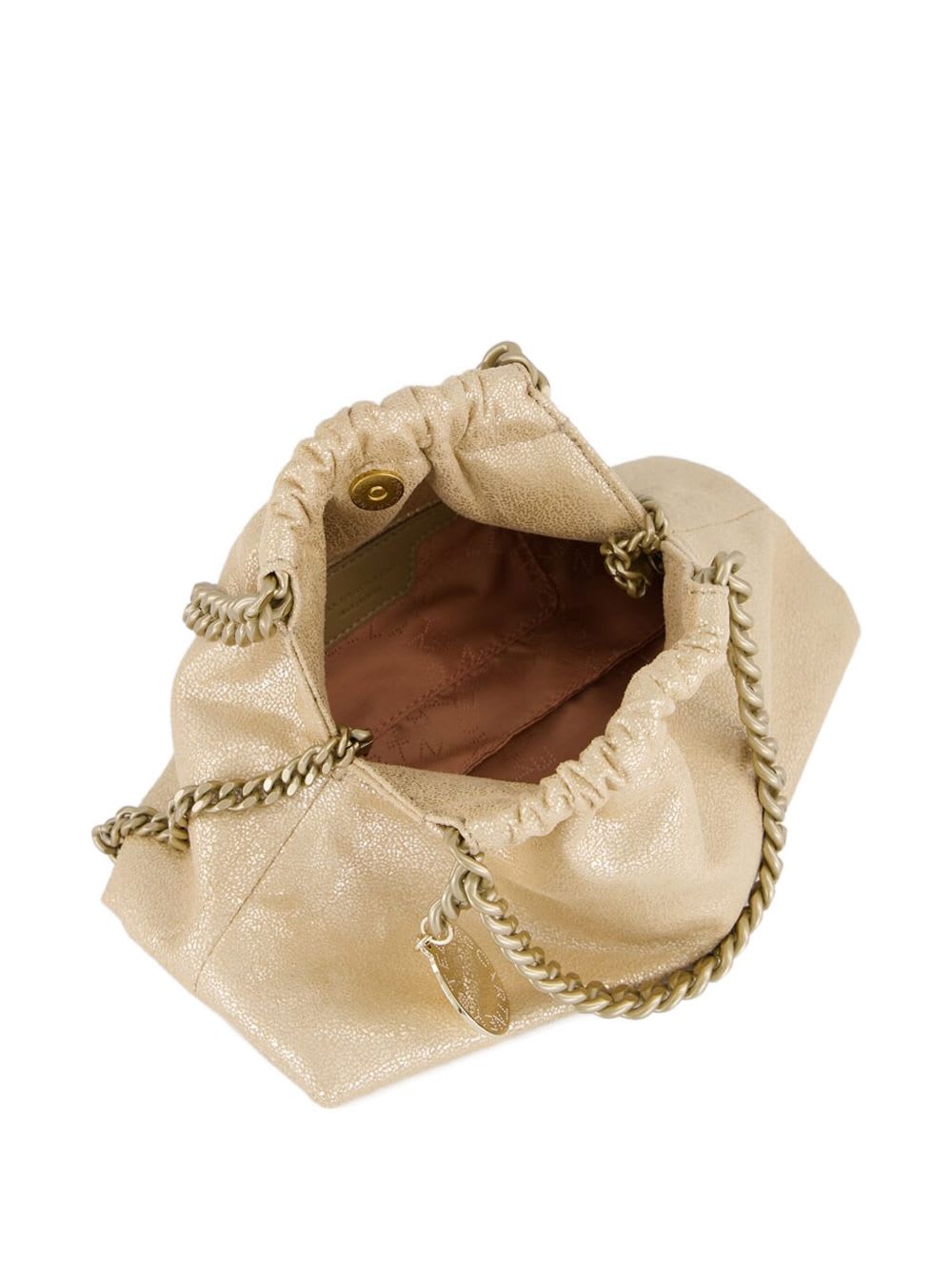 Stella Mccartney Falabella Mini Drastring Tote In Gold
