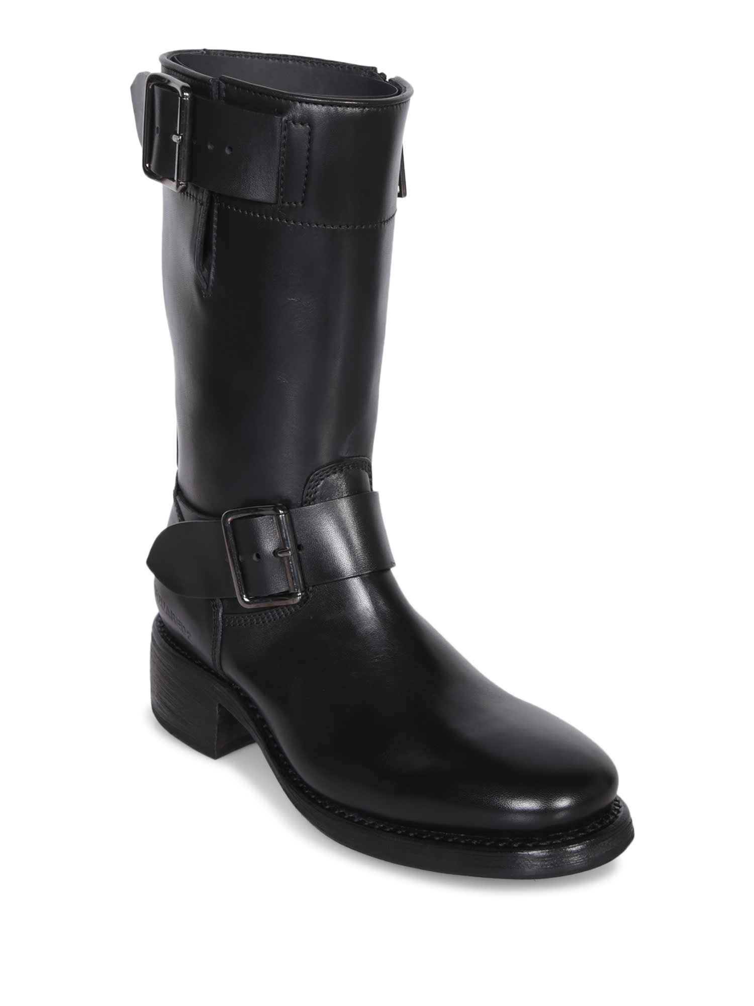 Shop Dsquared2 Biker Leather Black Boots