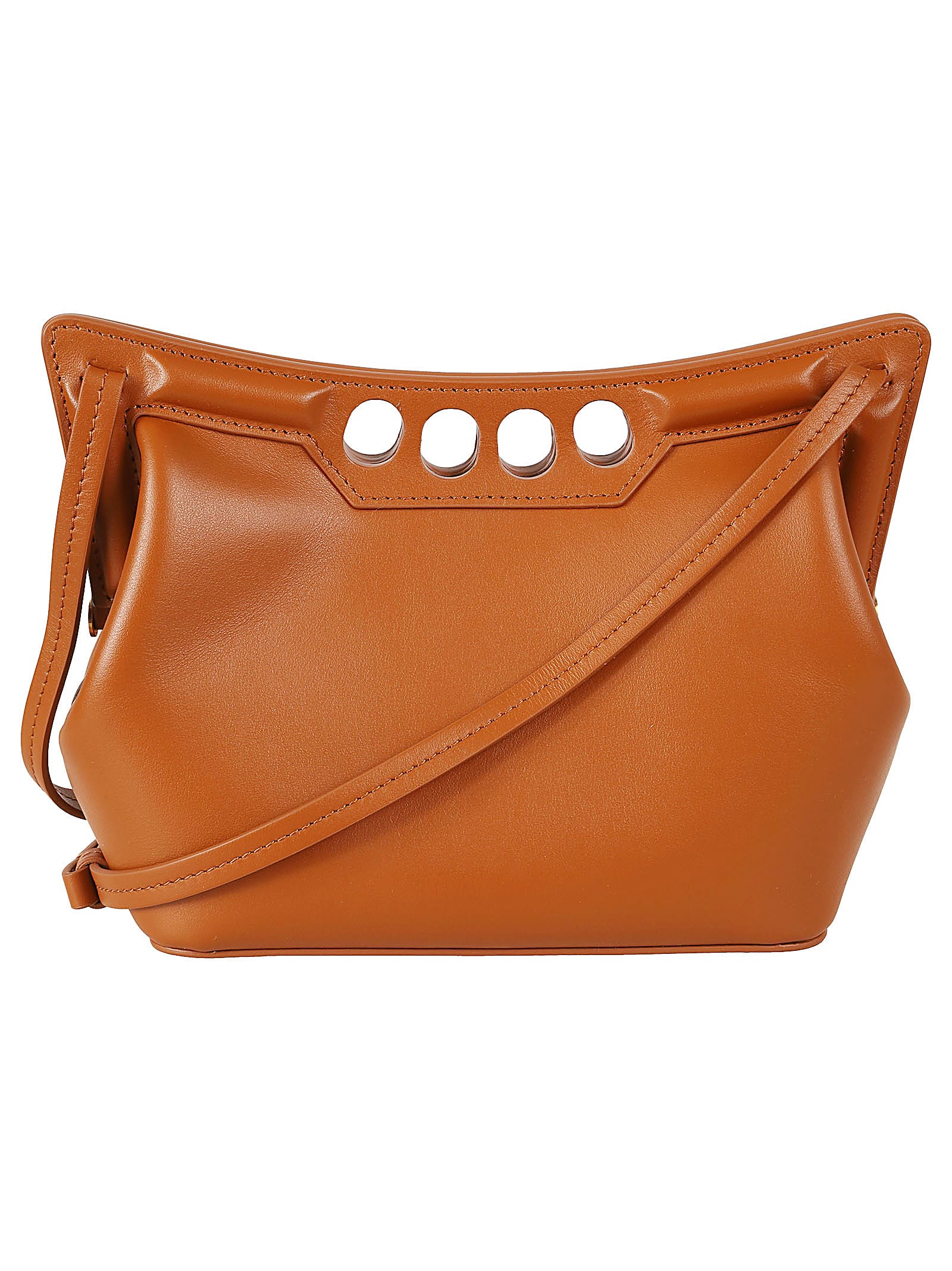 Shop Alexander Mcqueen The Mini Peak Crossbody Bag In Caramel Tan