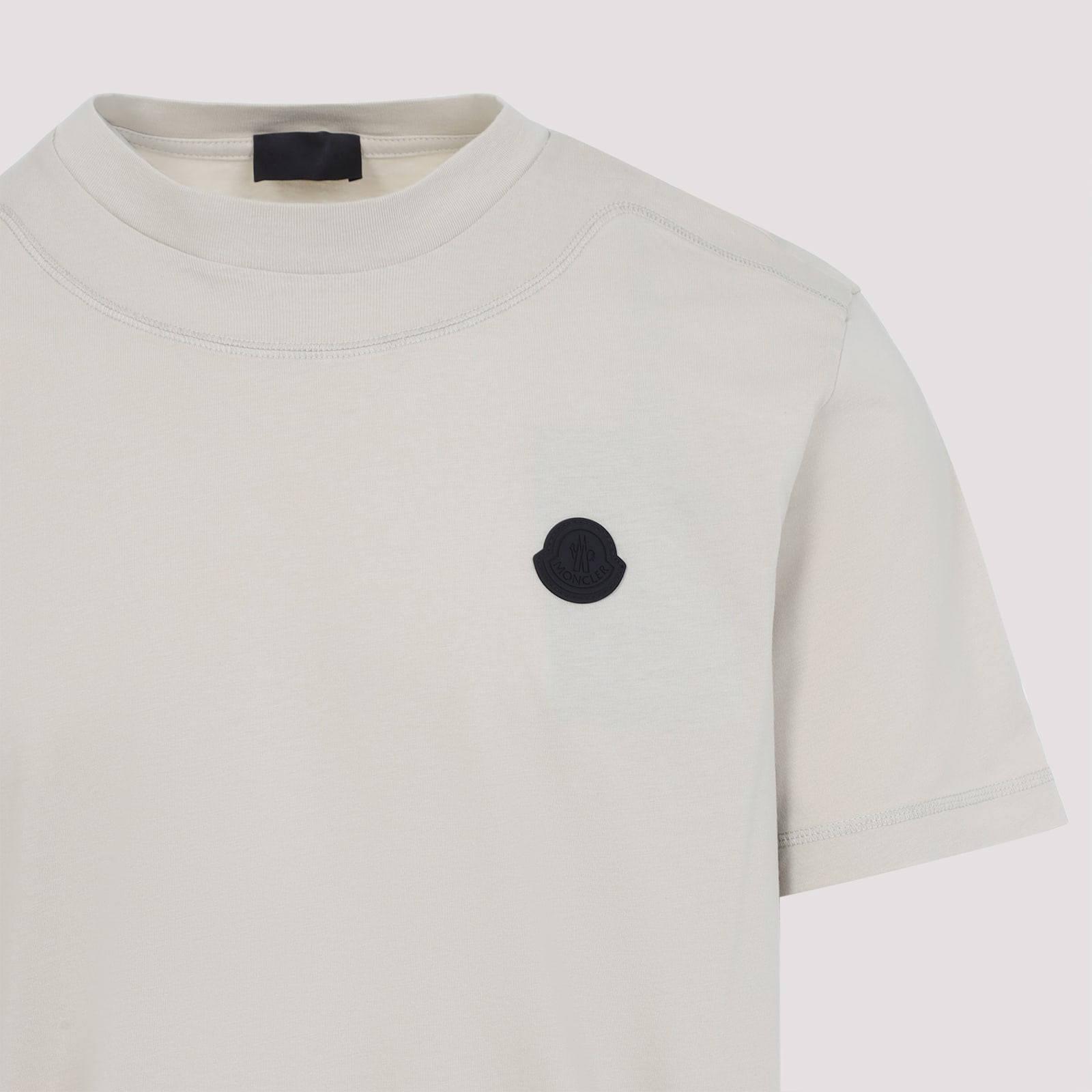 Moncler Cotton Jersey T-shirt With Contrasting Logo Patch In Gray