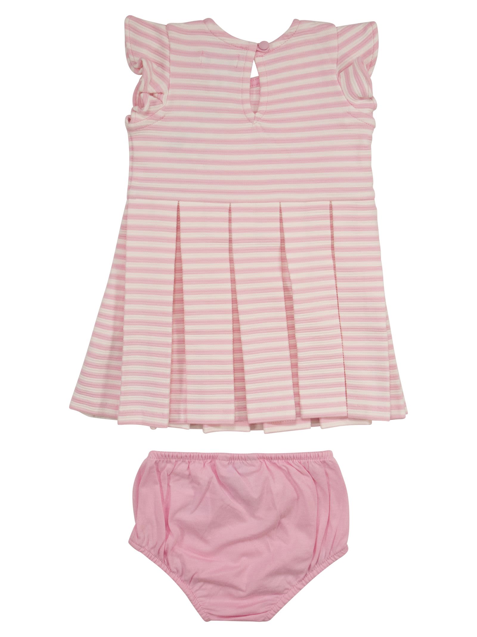 Shop Polo Ralph Lauren Striped Cotton Dress In Pink/white