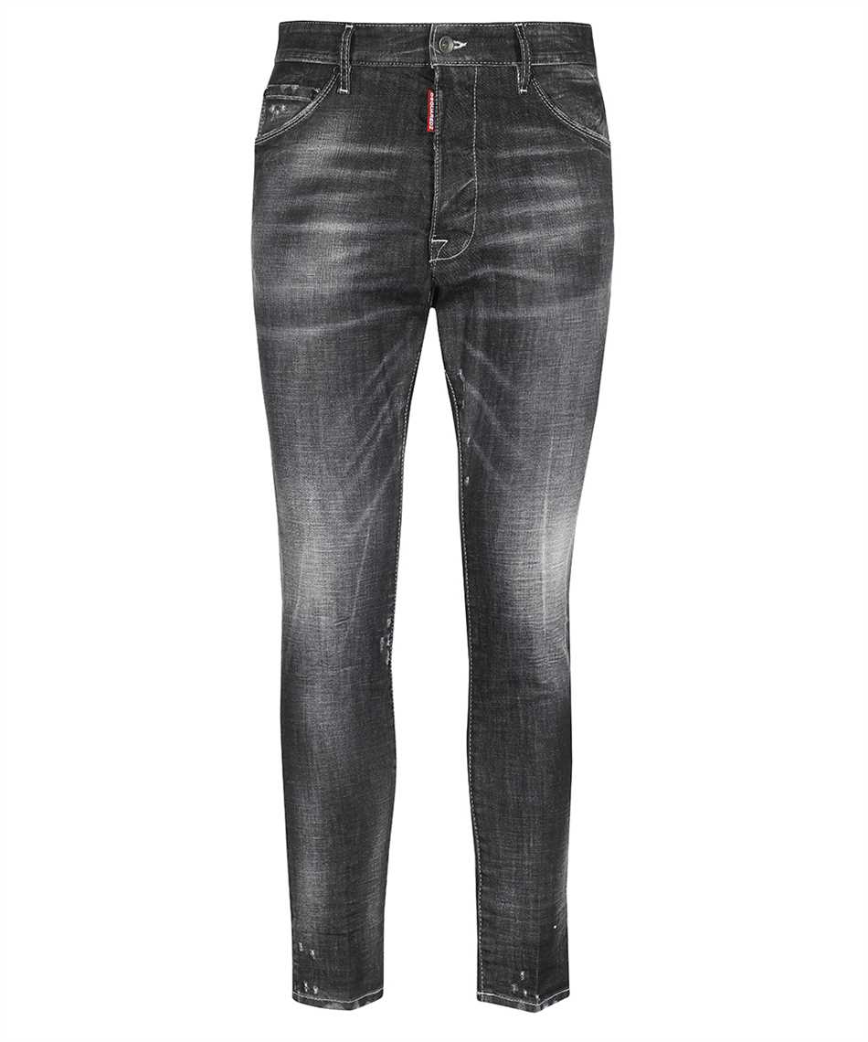 Shop Dsquared2 Relax Long Crunch Stretch Cotton Jeans In Grey