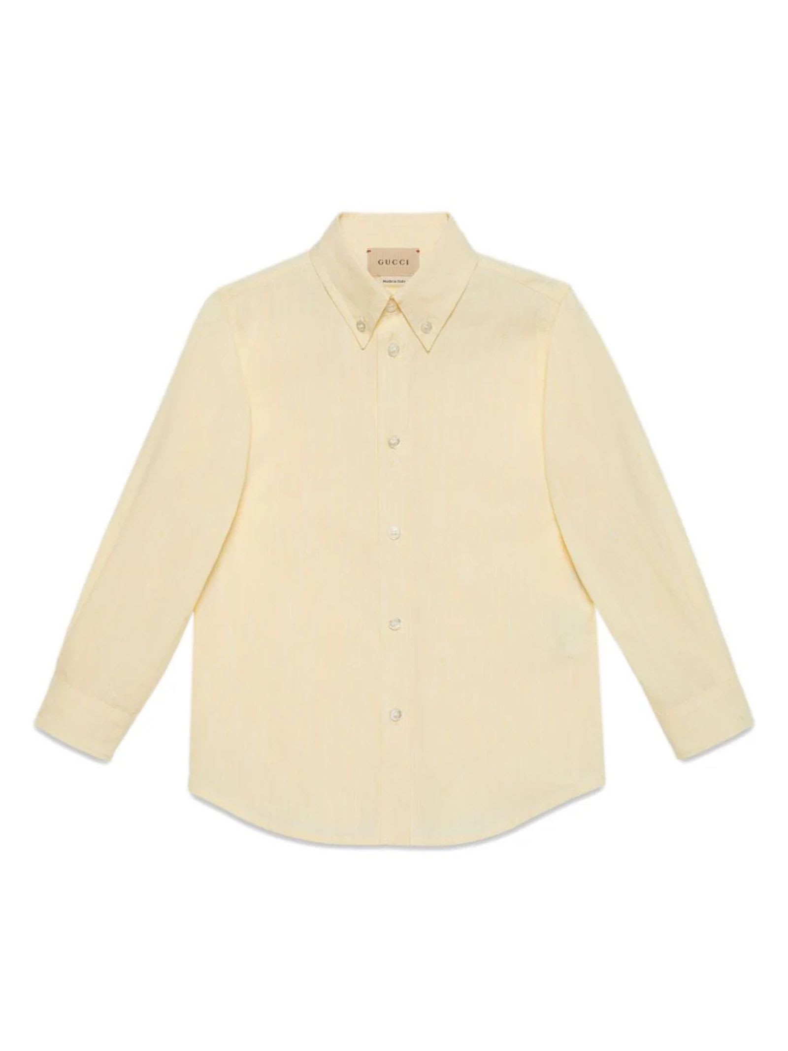 Gucci Kids' White Cotton Shirt In Yellow