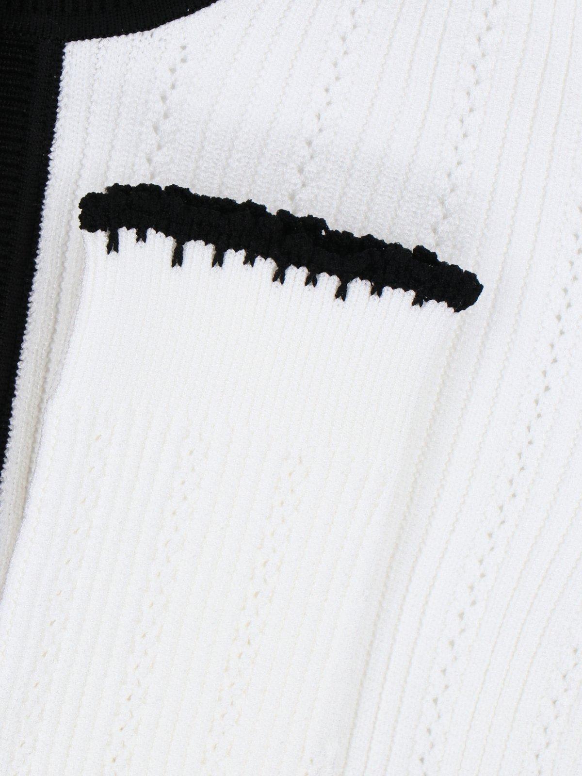 Shop Balmain Knit Cardigan In Blanc/noir
