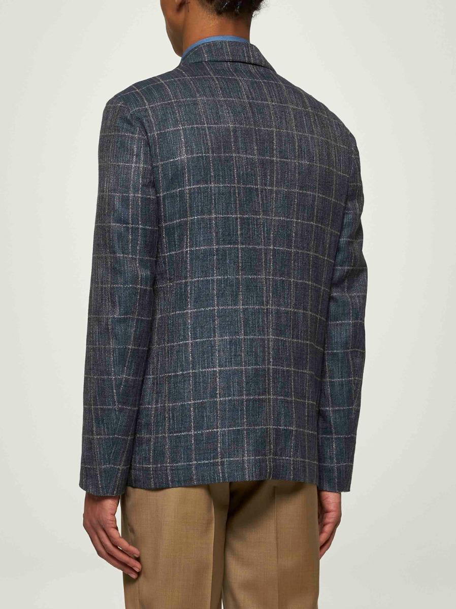 Etro Single-breasted Checked Jacket In Blue