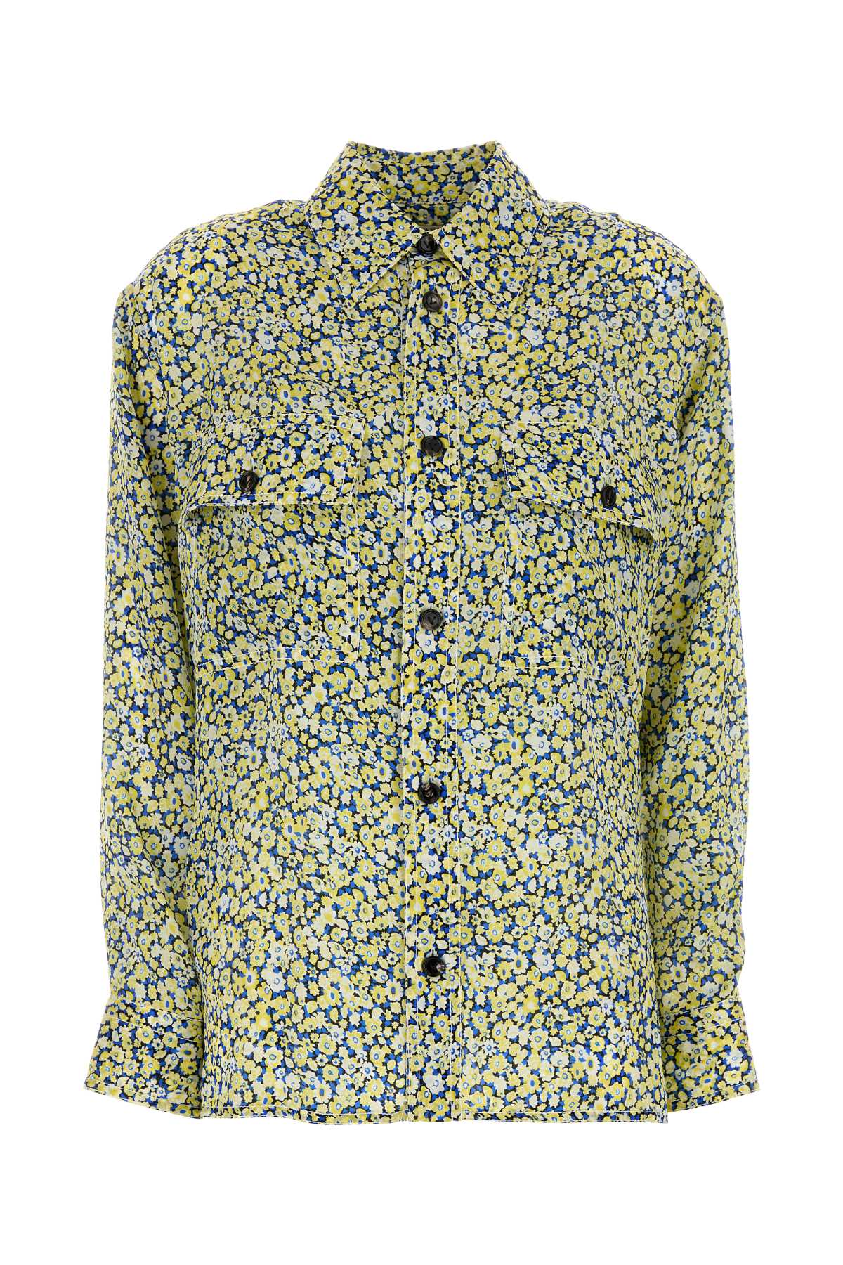 Bottega Veneta Women Printed Silk Shirt In Green