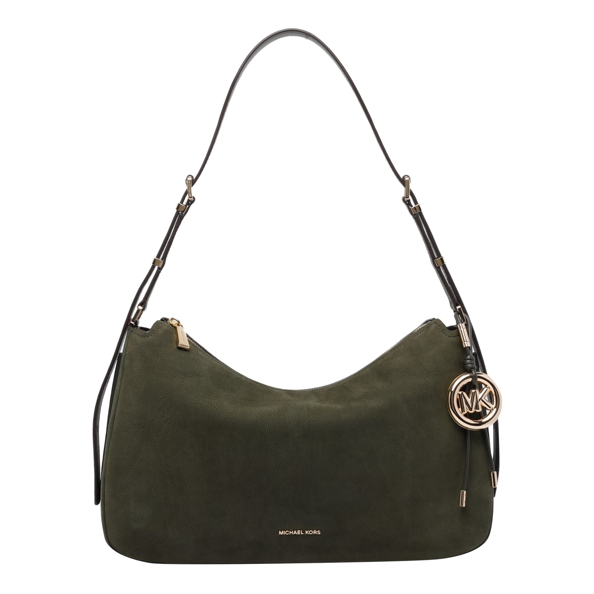 Michael Michael Kors Nolita Suede Shoulder Bag With Gold Hardware In Green