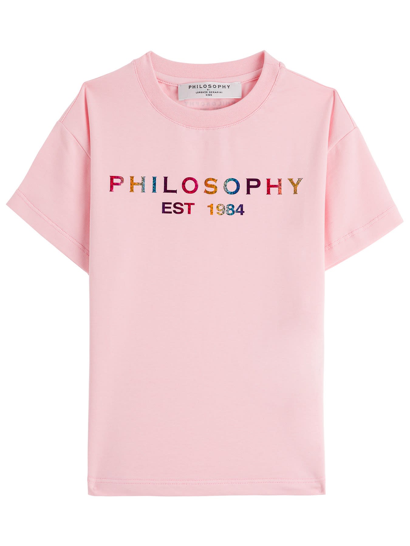 Philosophy di Lorenzo Serafini Kids Cotton T-shirt With Multicolor Logo