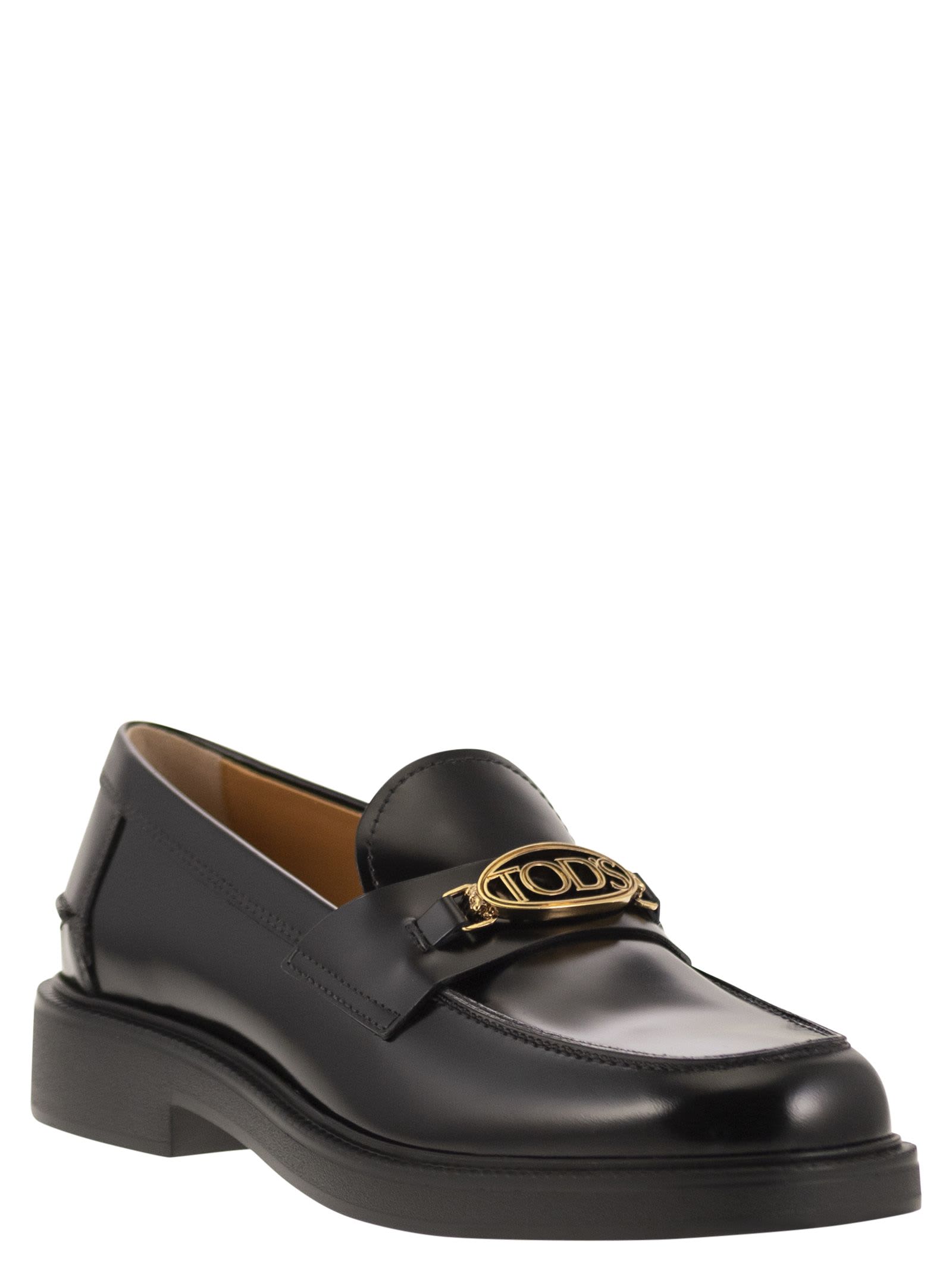 Shop Tod's Leather Moccasin In Black