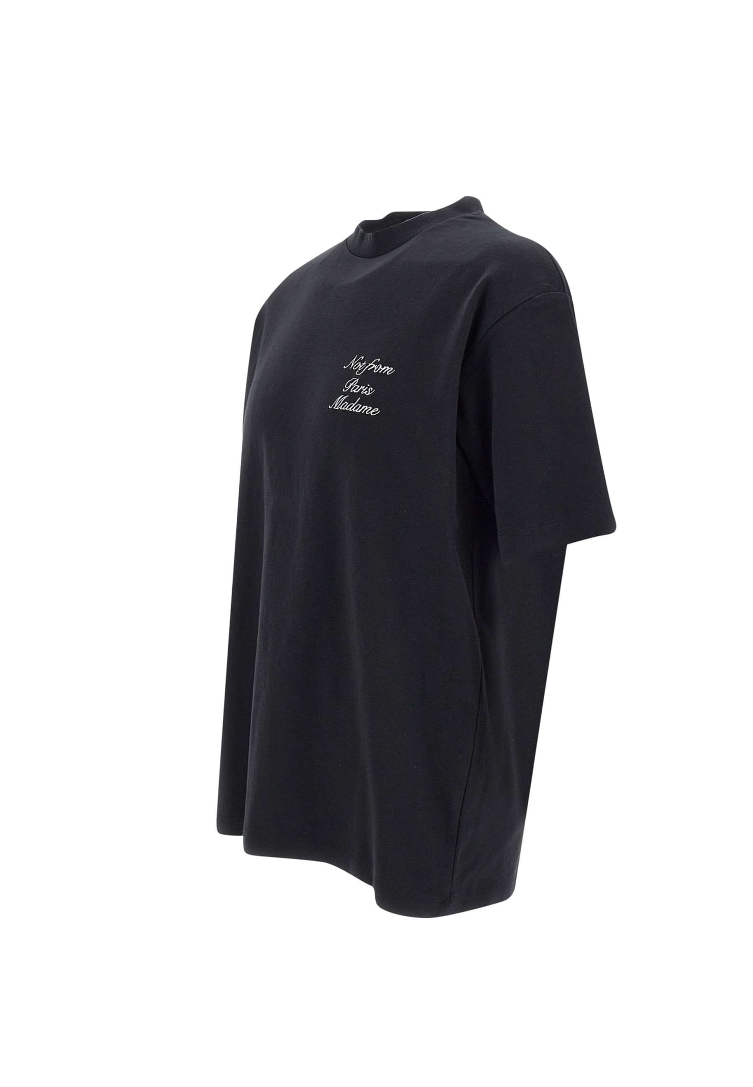 Shop Drôle De Monsieur Le Cursive Slogan T-shirt Cotton T-shirt In Black