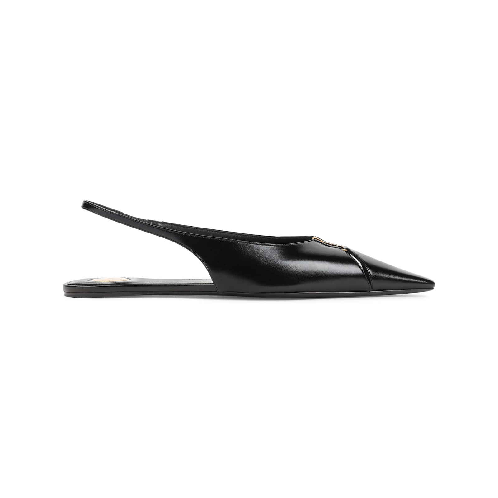 Saint Laurent Leather Slingback Ballet Flats With Pointed Toe In Black