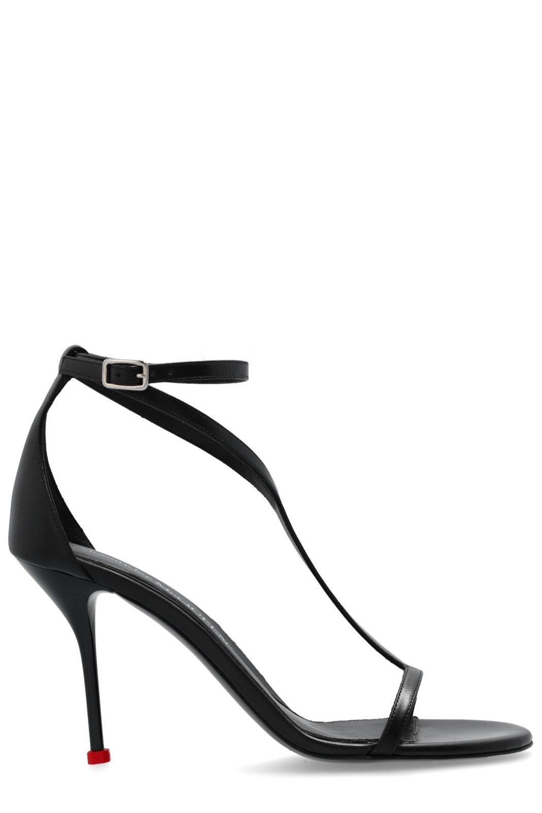 Shop Alexander Mcqueen Harness Ankle Strap Sandals In Black