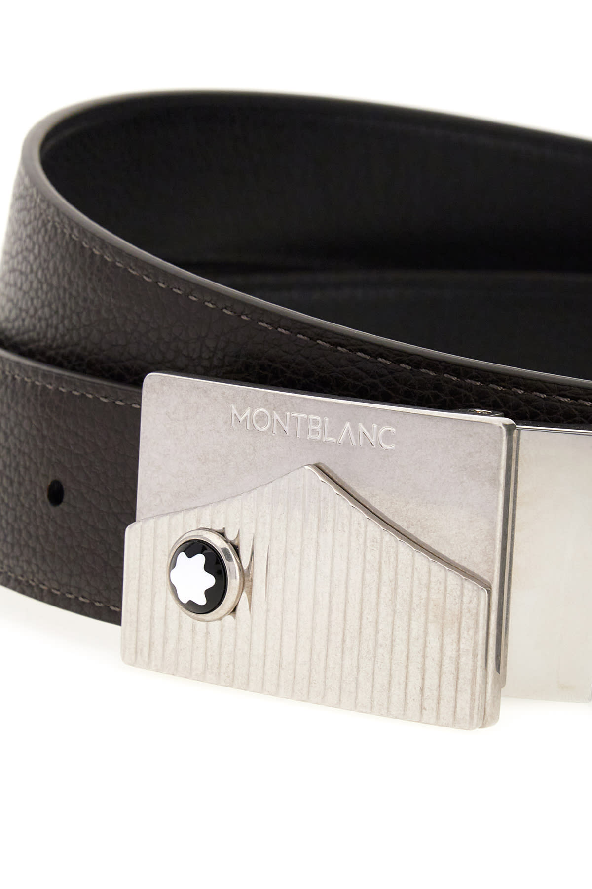 Shop Montblanc Black Leather Reversible Belt In Black Brown