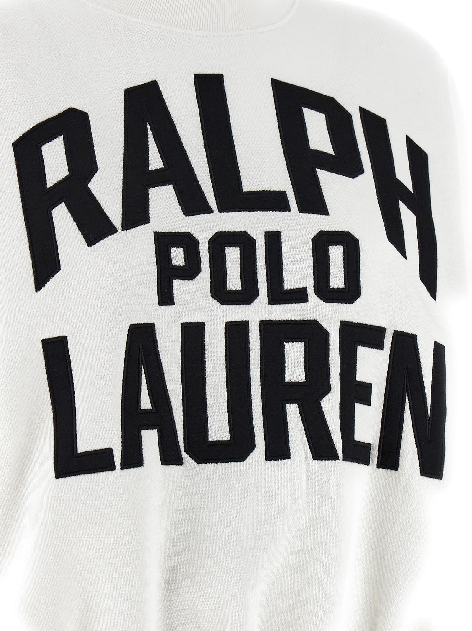 Ralph Lauren Satin Logo Fleece Crewneck In White