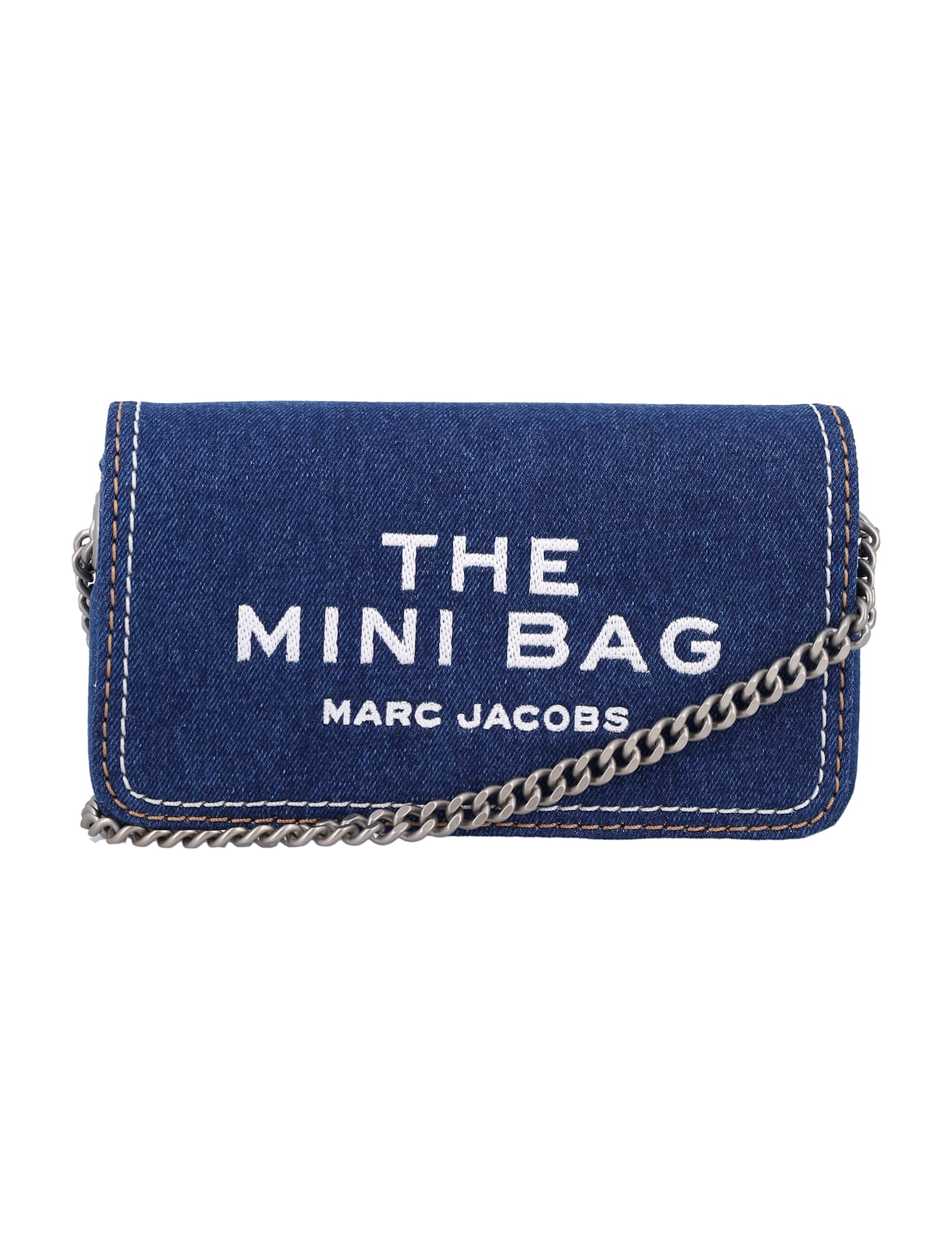 Shop Marc Jacobs The Denim Chain Mini Bag In Dark Wash