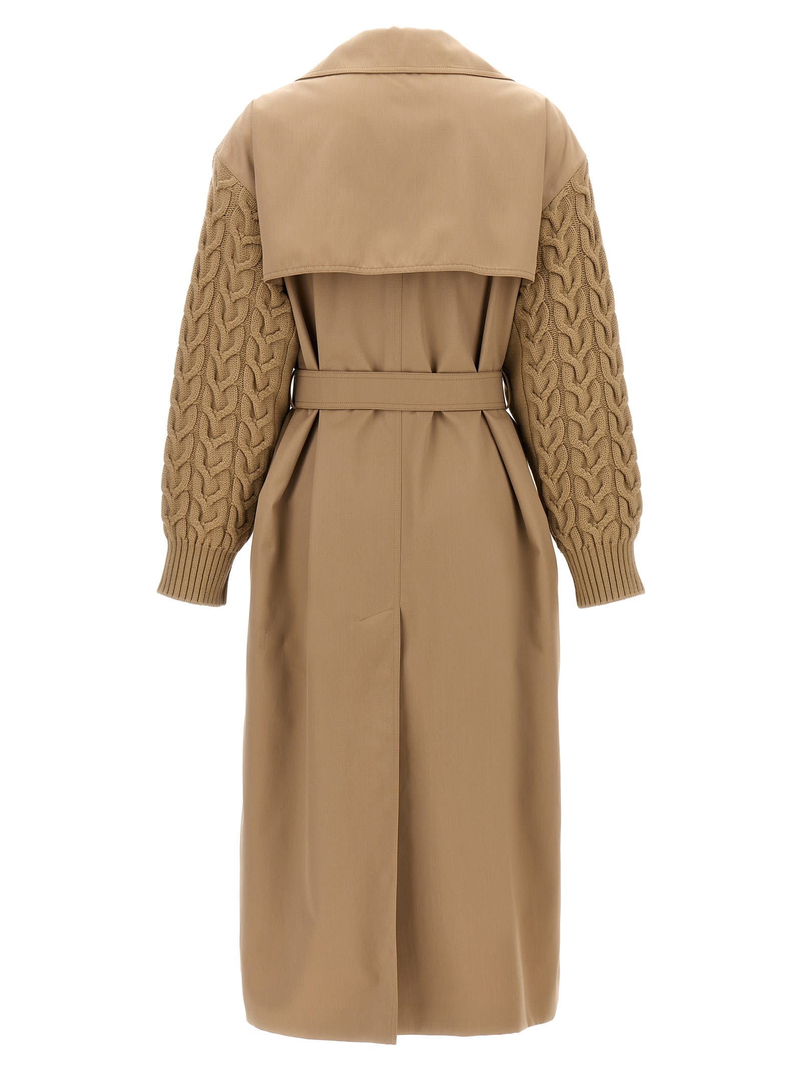Max Mara Womens Camel Cicladi Belted-waist Wool And Cotton Coat In Beige