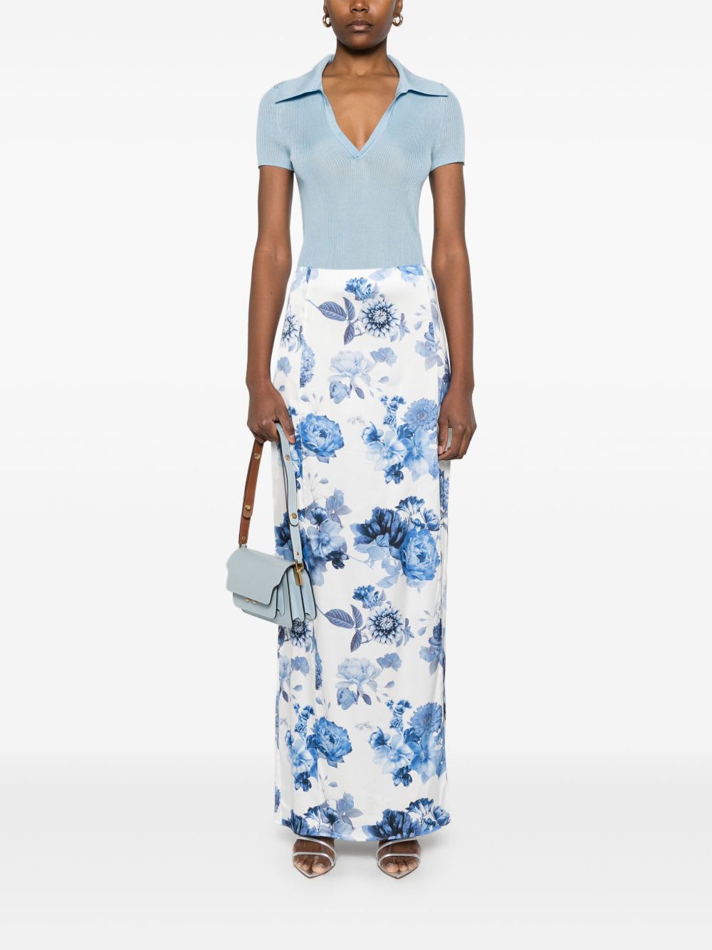 Alice And Olivia Alice + Olivia Stephine Printed Long Skirt In Blue