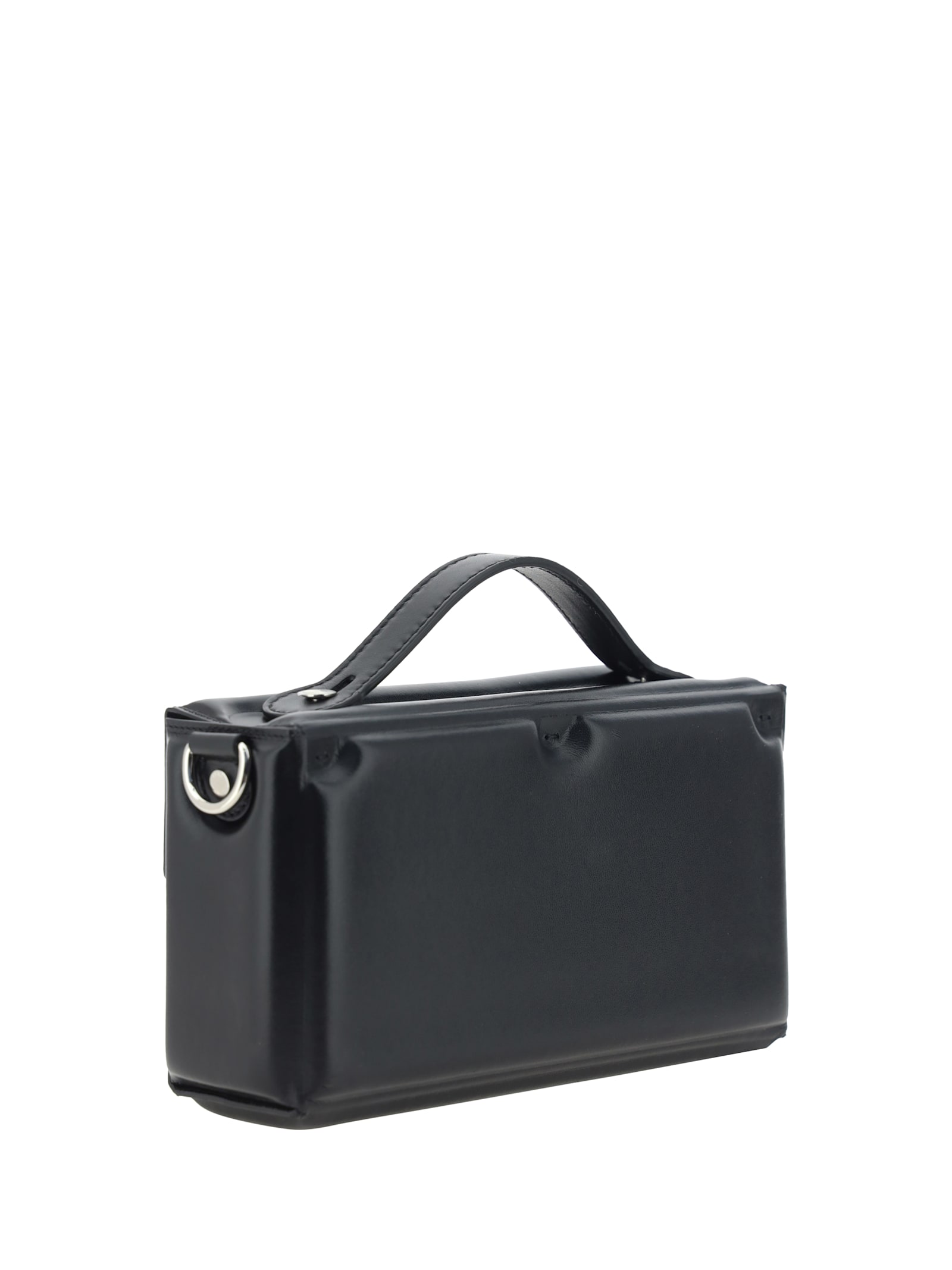 Shop Fendi Soft Trunk Baguette Bag In Nero+palladio