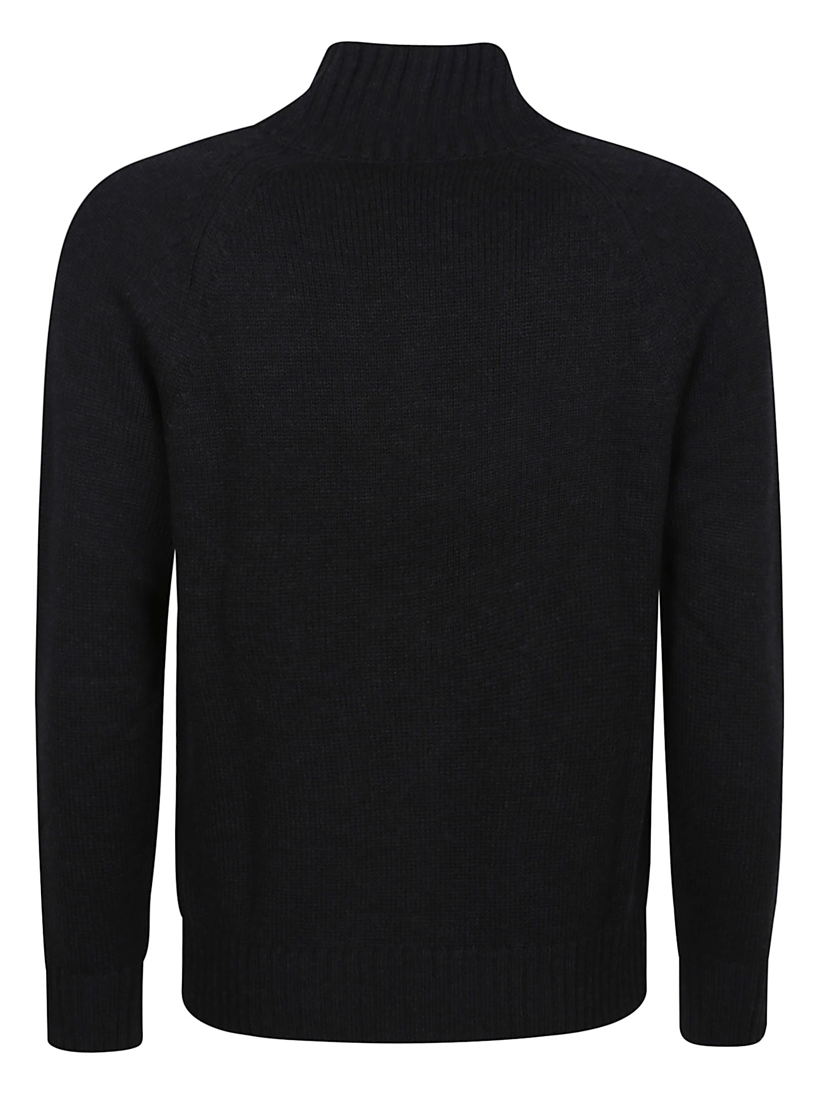 Eleventy Mock Neck Sweater With Ribbed Details And Italian Craftsmanship In Black