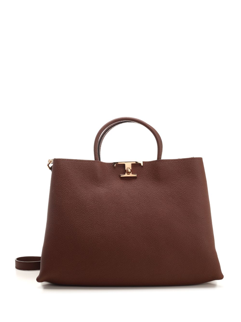 Shop Tod's Mahogany Leather Shopping Bag In Brown