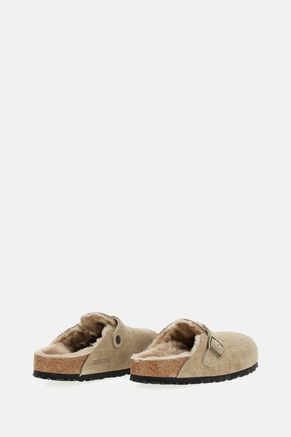 Birkenstock Boston Shearling Suede Slippers In Brown