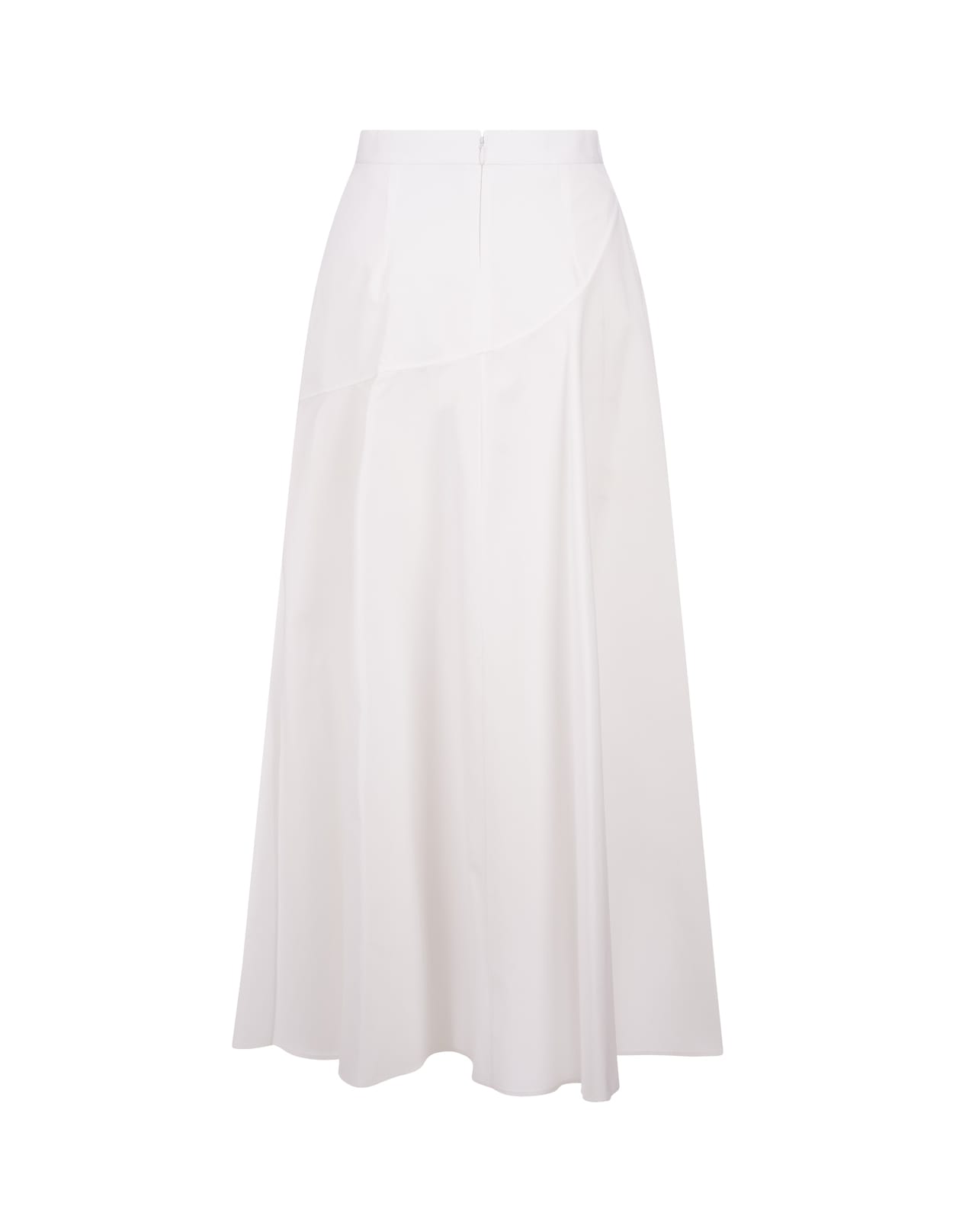 Shop Alexander Mcqueen White Flared Asymmetric Midi Skirt