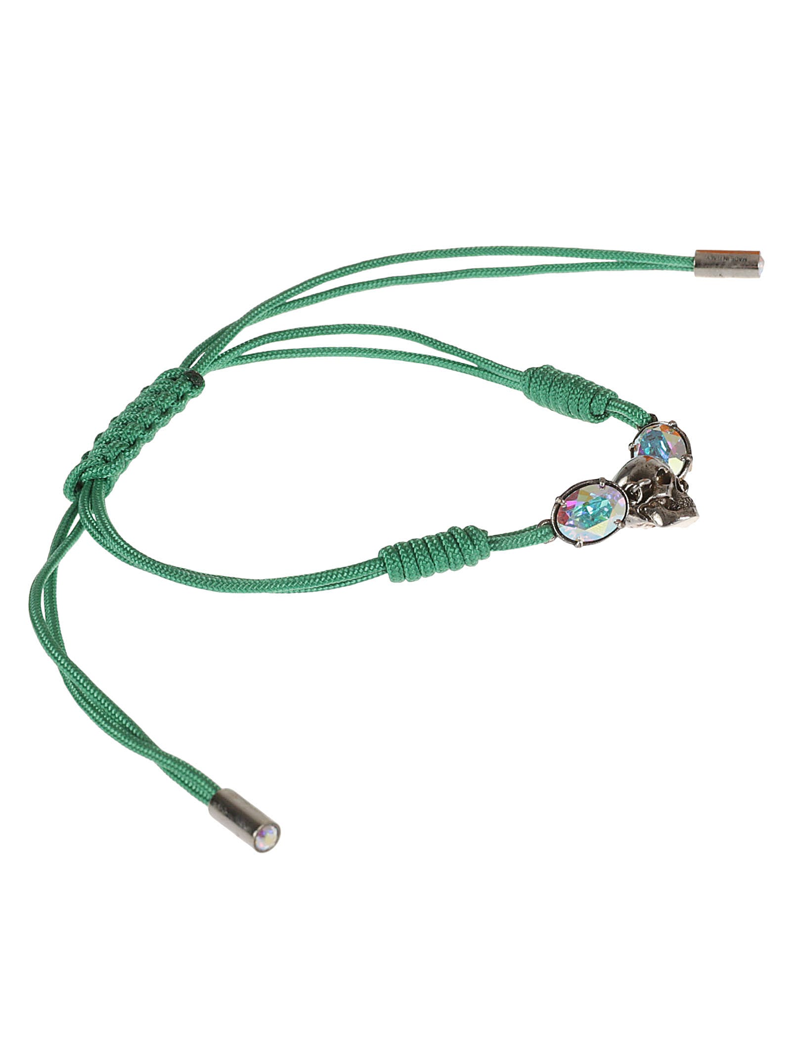Shop Alexander Mcqueen Skull Friendship Bracelet In Emerald