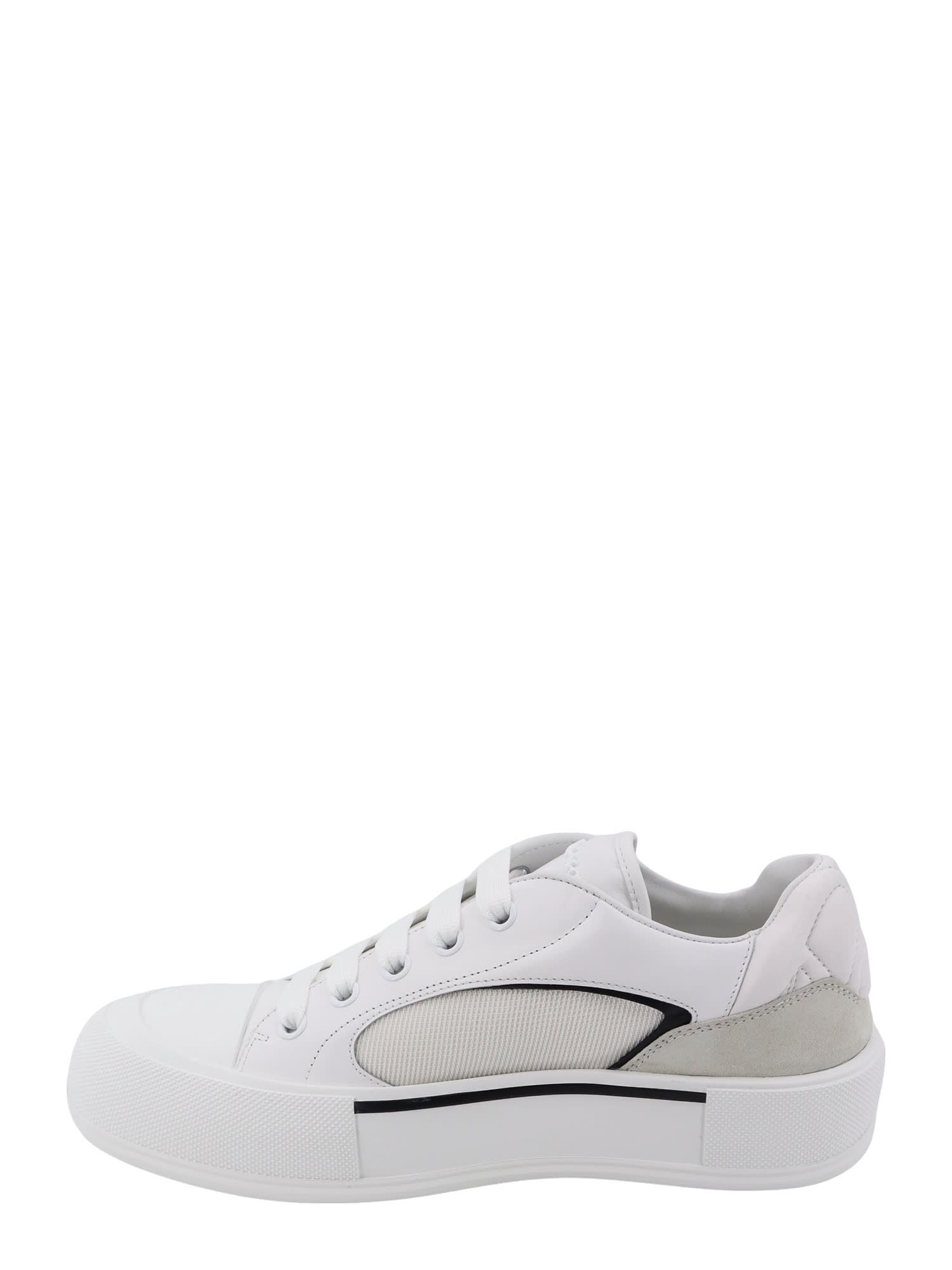 Shop Alexander Mcqueen Deck Plimsoll Sneakers In White/black