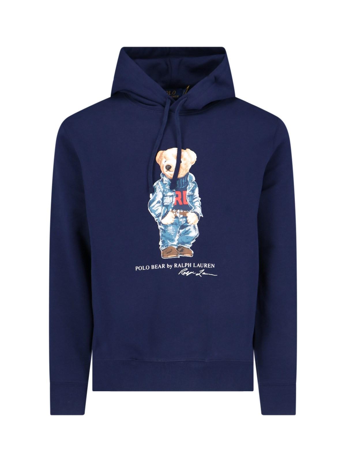 Shop Ralph Lauren Polo Bear Crew Neck Sweatshirt In F24 Andover Hthr Denim Bear