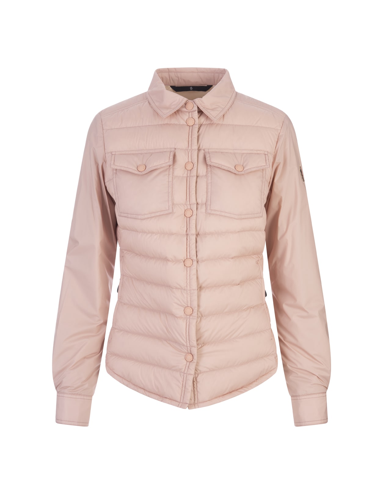 Shop Moncler Light Pink Averau Shirt Jacket