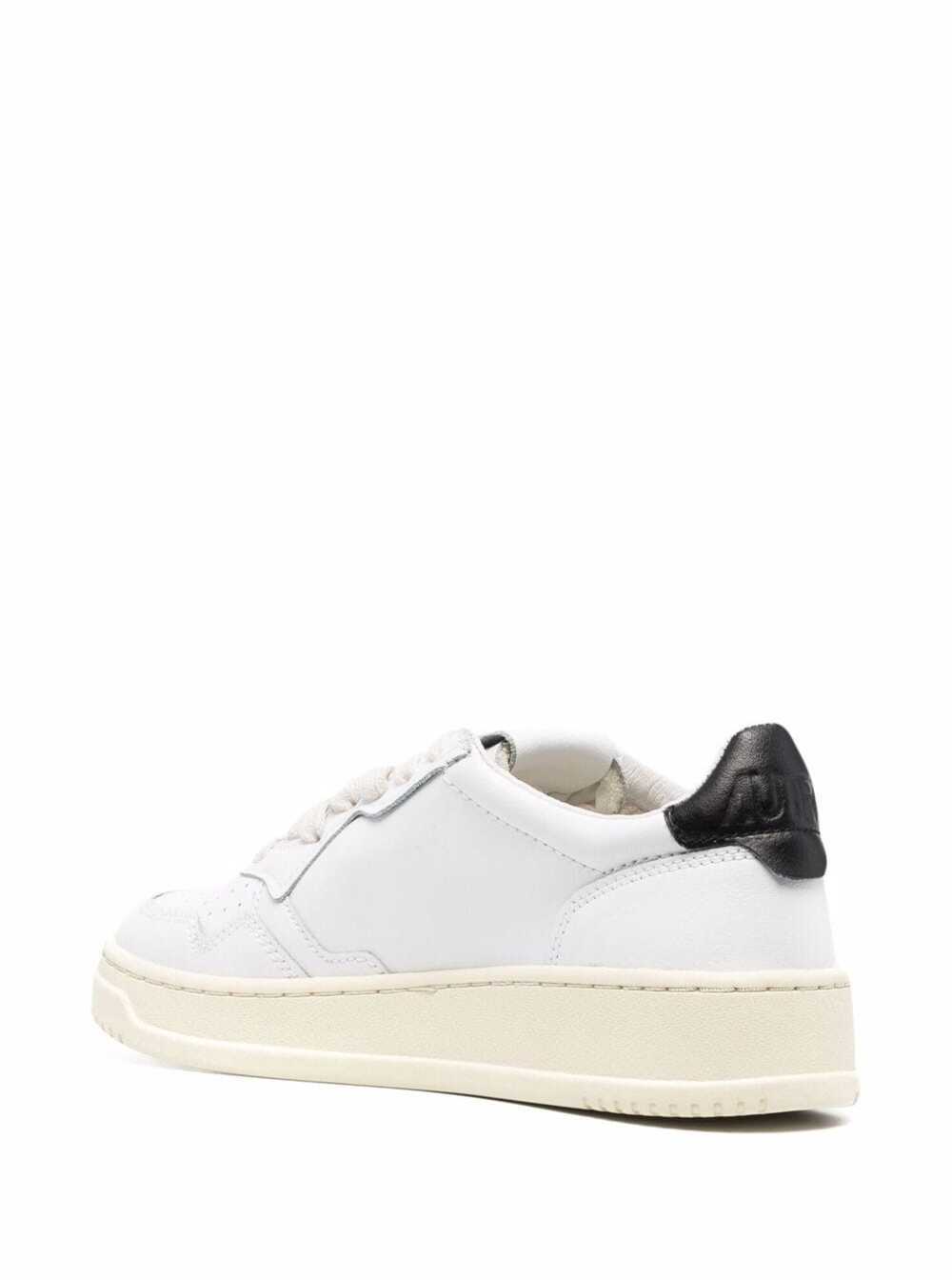 Shop Autry Womans White Leather Sneakers With Black Heel Tab