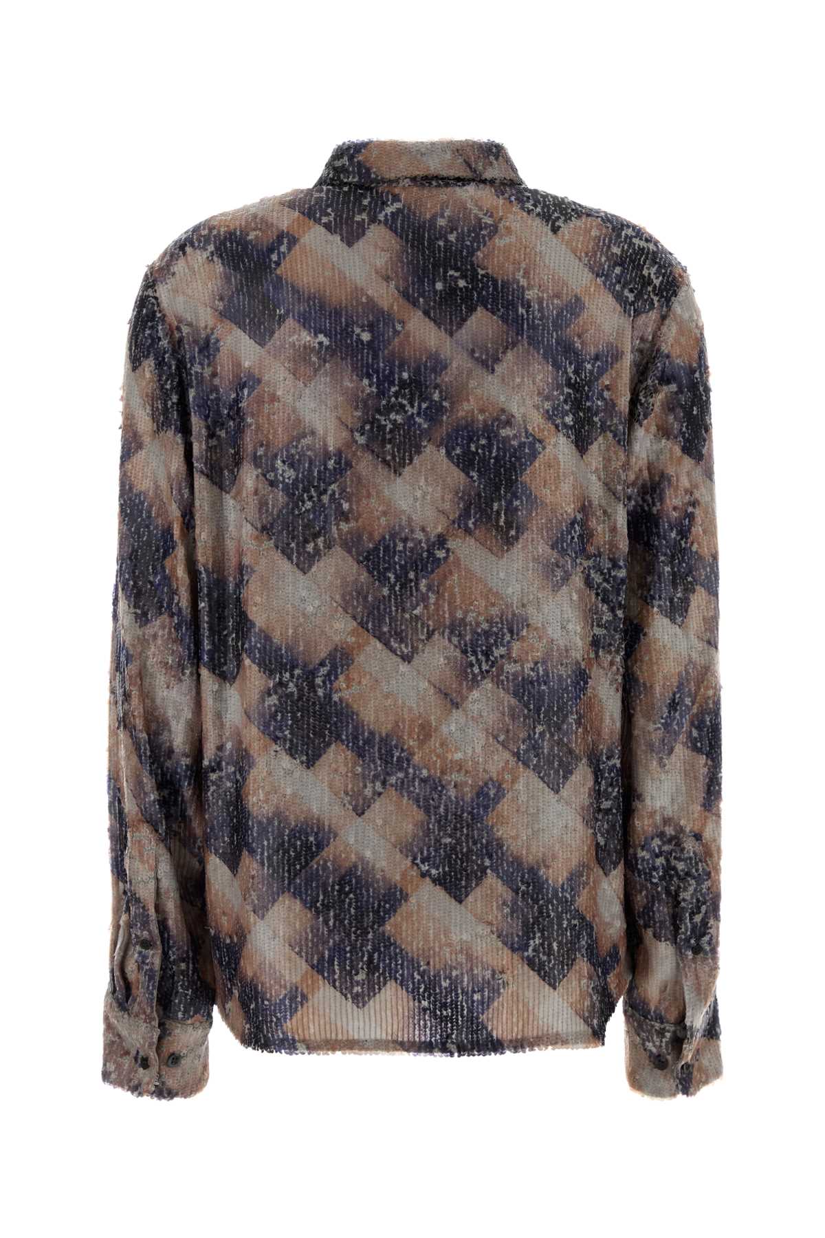 Dries Van Noten Womens Purple Sequin Curved-hem Woven Shirt In Multi