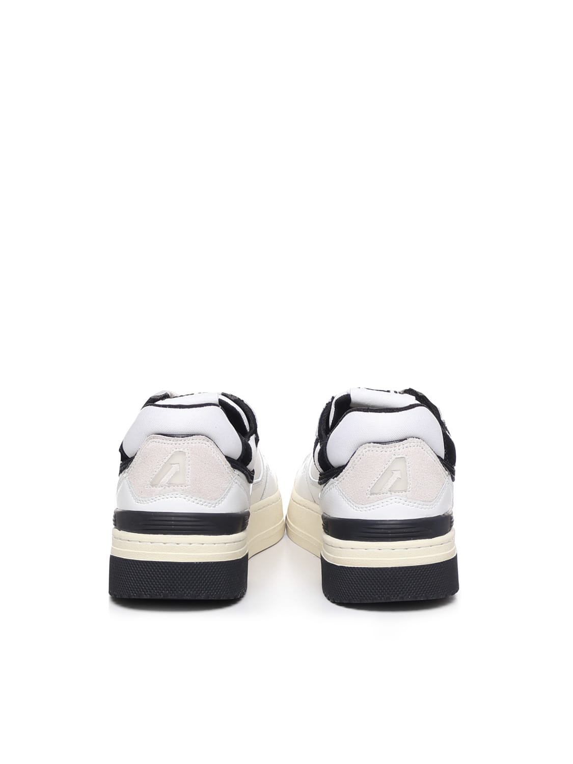 Autry White Low Top Sneakers With Black Details And Logo Patch In Leather And Suede Man In White