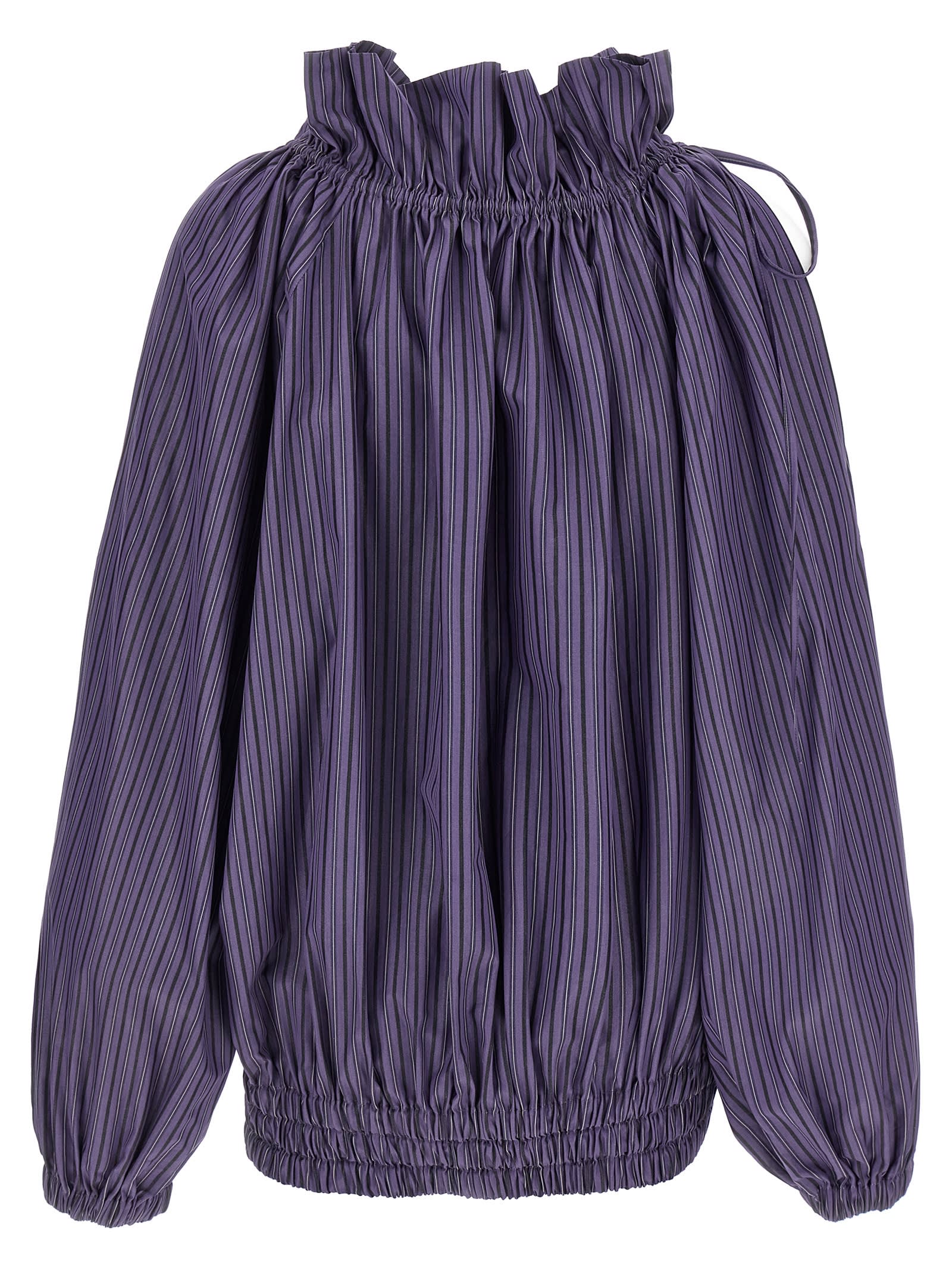 Dries Van Noten Frilled Top With Elasticated Hem And Long Sleeves