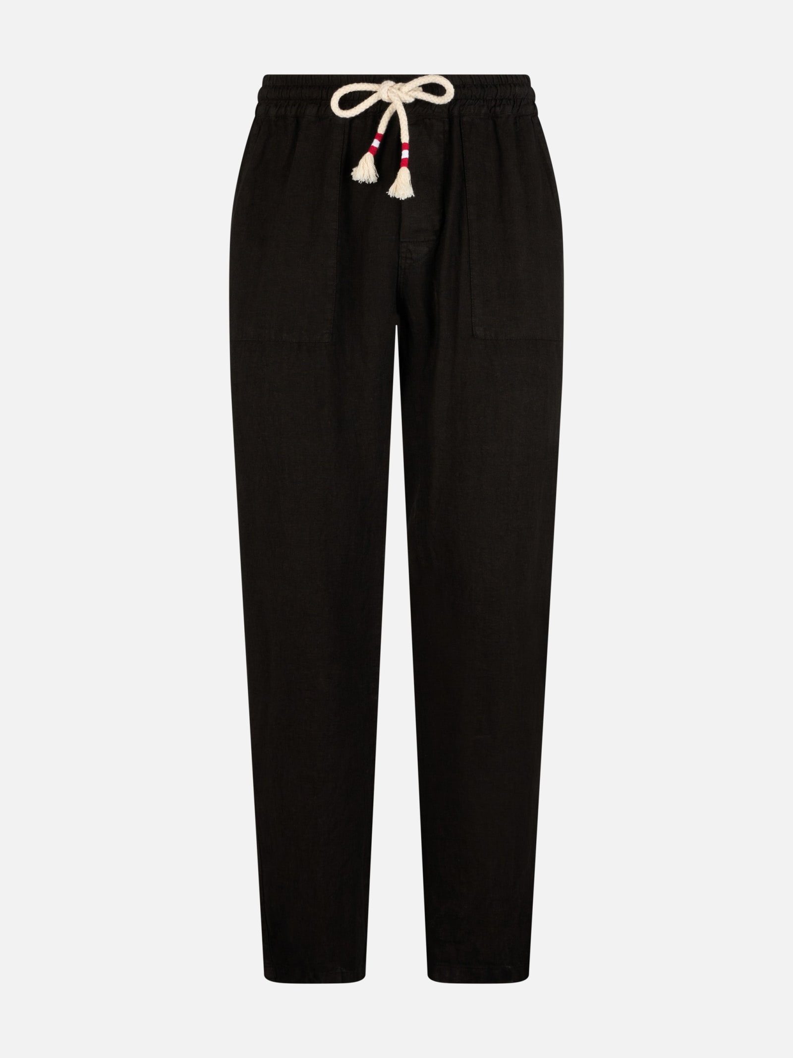 Mc2 Saint Barth Calais Pants In Black Linen In Black