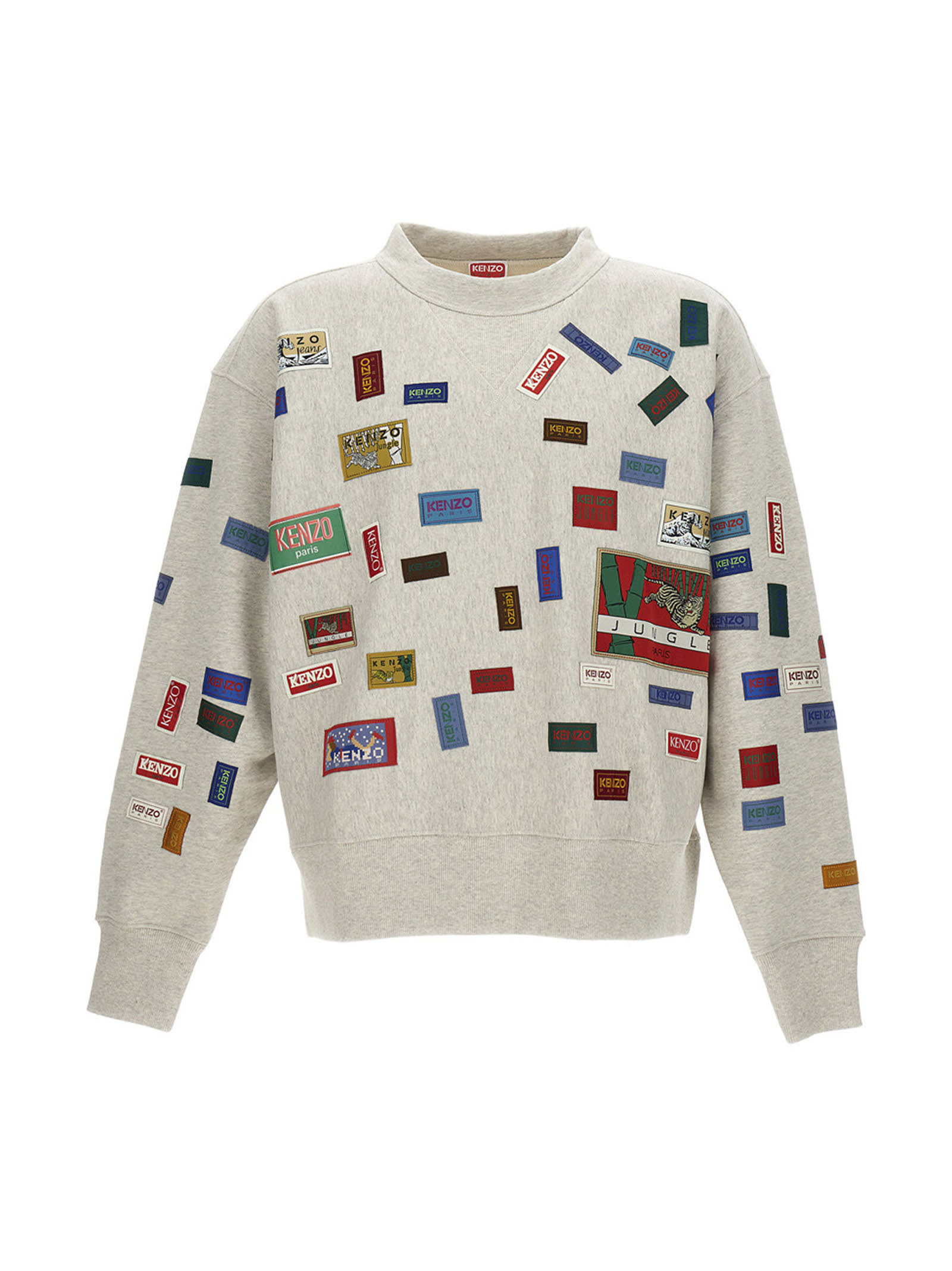 Kenzo Printed Cotton Sweatshirt In Gray