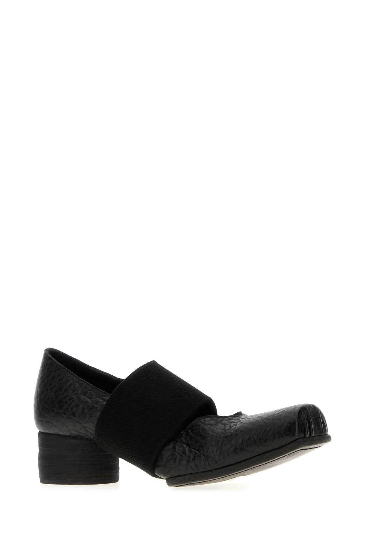 Uma Wang Elasticated-band Grainy-leather Ballet Flats In Black