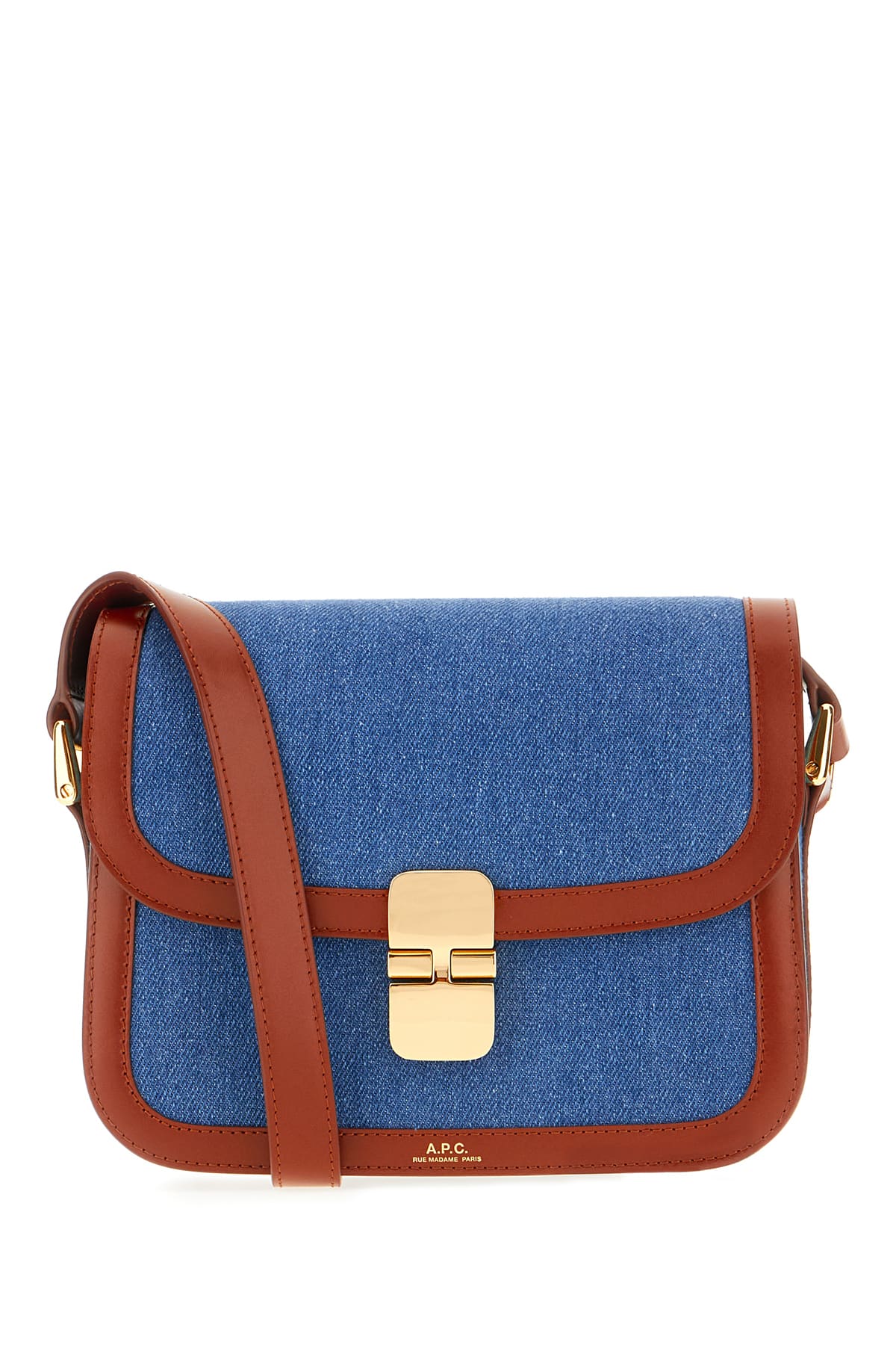 Apc Denim And Leather Small Grace Crossbody Bag In Noisette