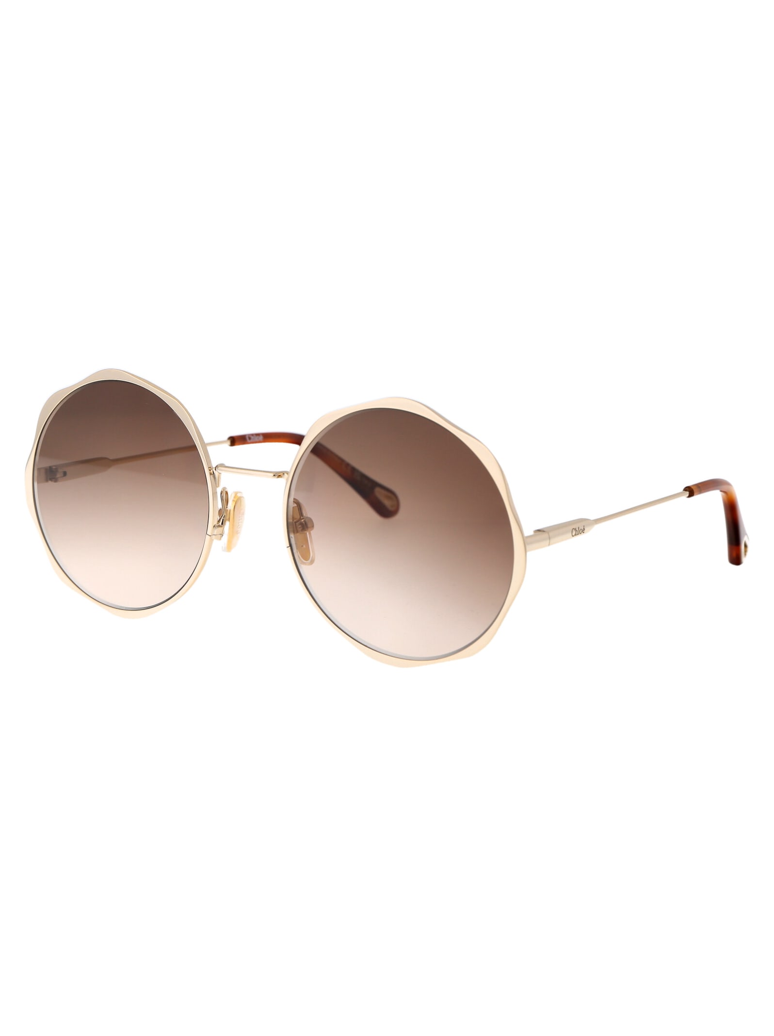 Shop Chloé Ch0184s Sunglasses In 002 Gold Gold Brown