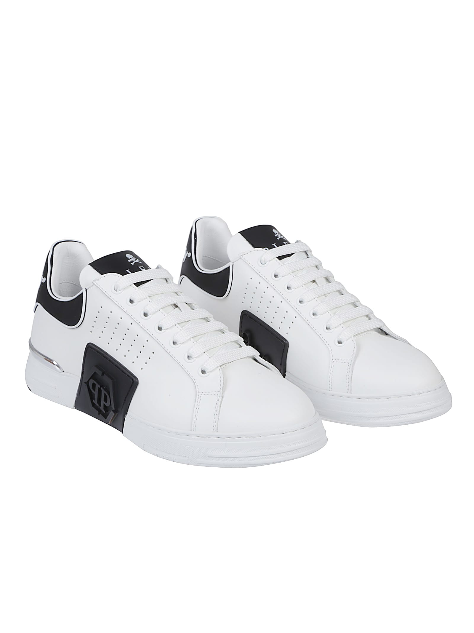 Philipp Plein Nappa Leather Sneakers Low Top Hexagon In Multi