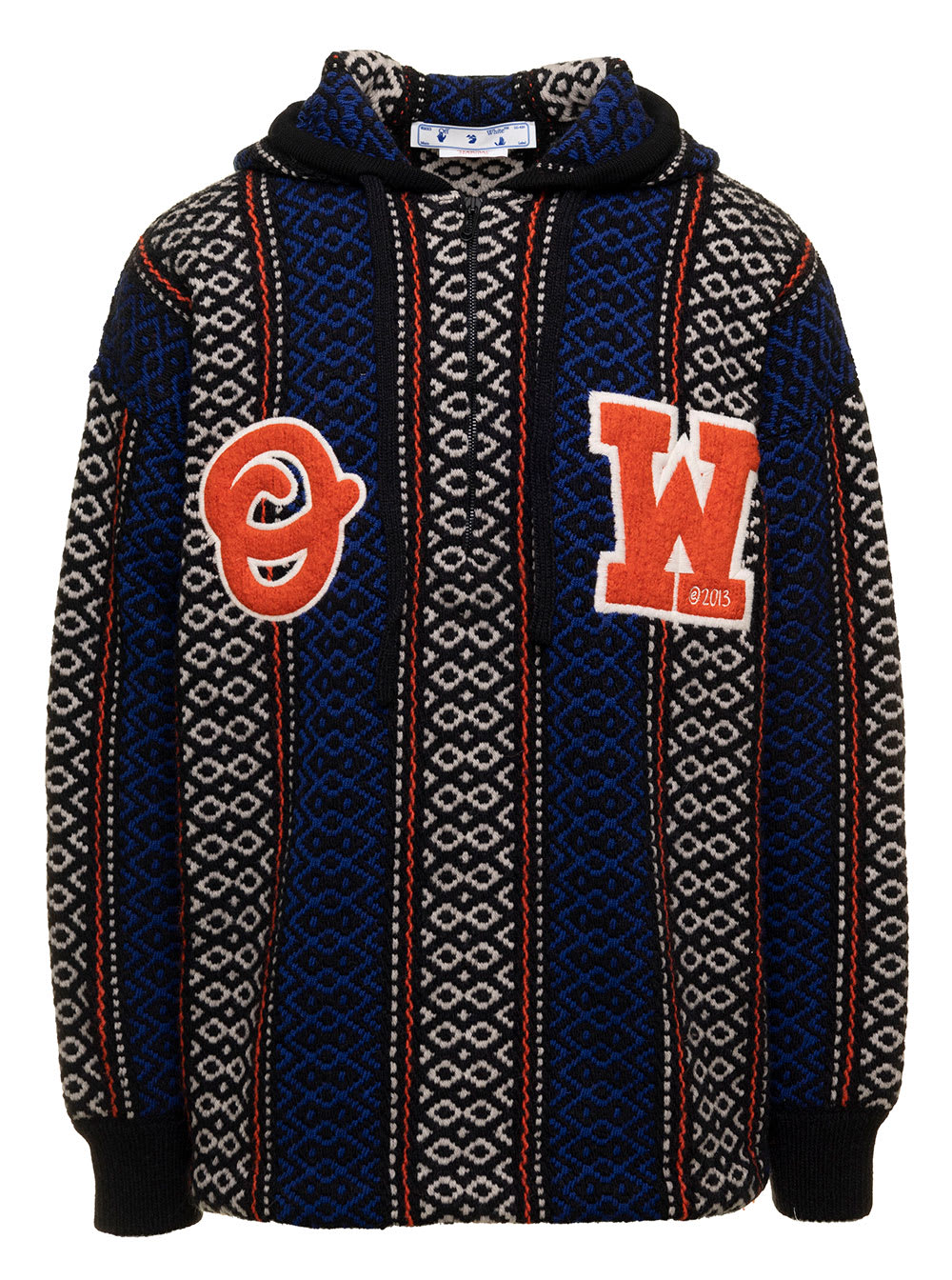 ow Baja Multicolor Knit With Hood In Wool Man Off-white